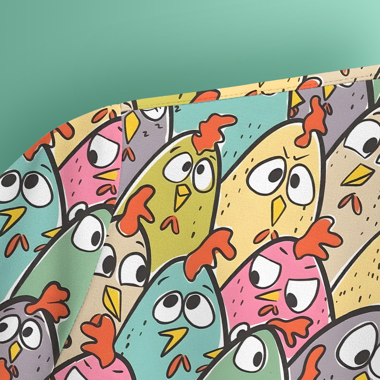 Funny Cartoon Chicken Crowd Pattern Scrub Top, Comfortable Scrubs for Nurses