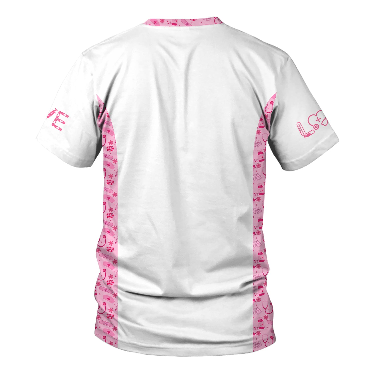 Personalized Nurse Scrubs - Pink Floral Stethoscope Design with Name Customization - Gift for RN, CNA, LPN