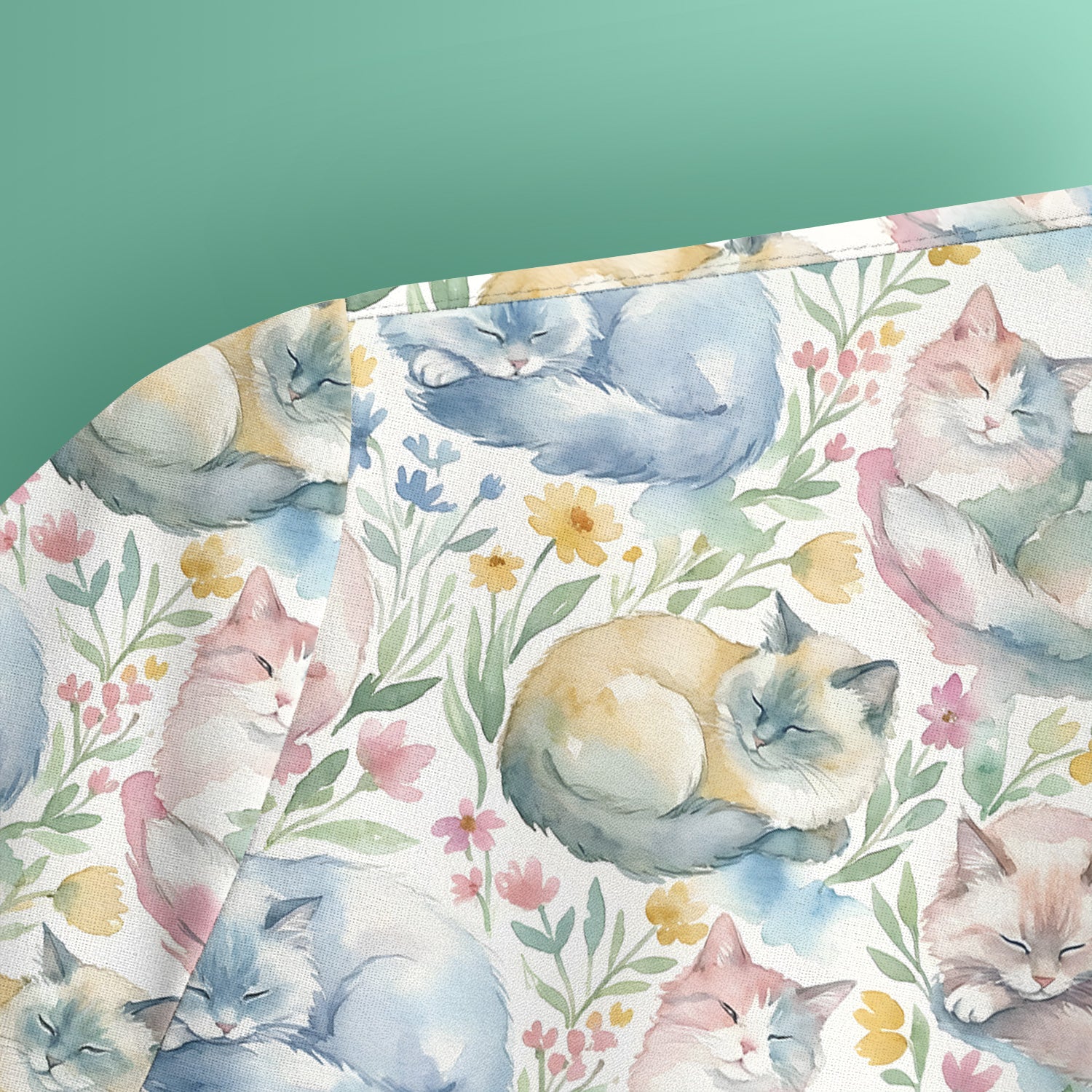 Dreamy Sleeping Cat Floral Pattern Scrub Top, Comfortable Scrubs for Nurses