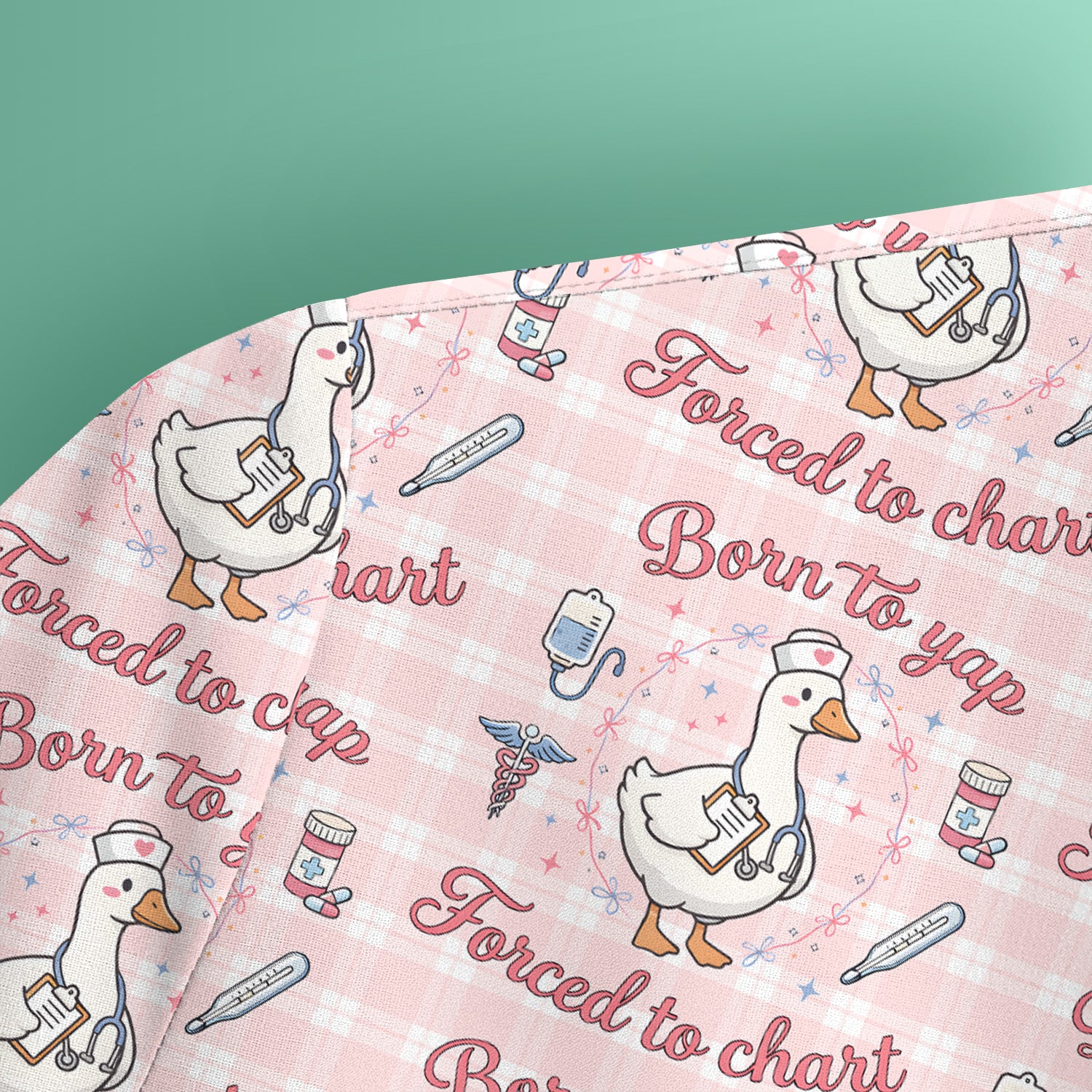 Funny Nurse Goose, Born To Yap Forced To Chart Pattern Scrub Top, Comfortable Scrubs for Nurses