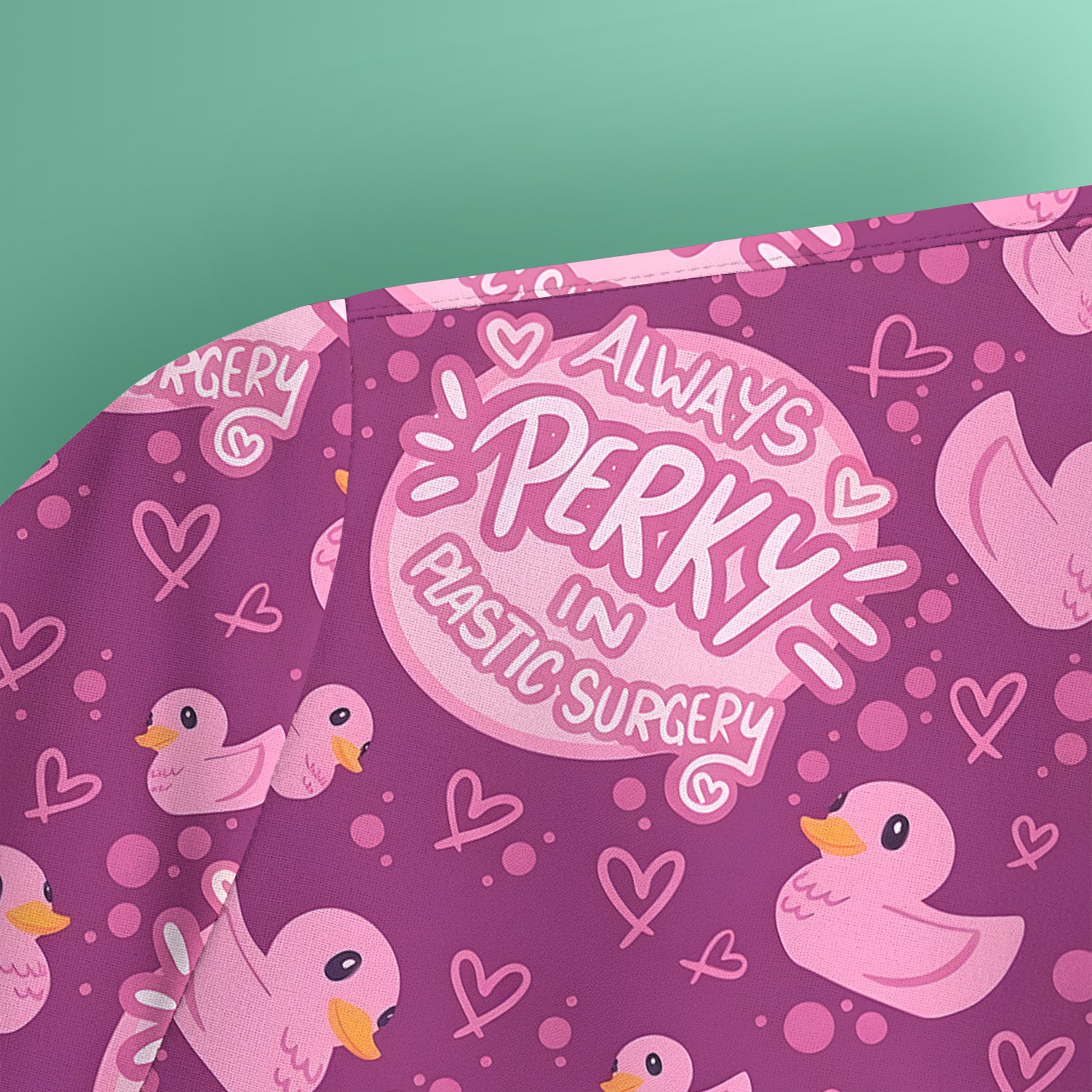 Always Perky Plastic Surgery Duck Pattern Scrub Top, Comfortable Scrubs for Nurses