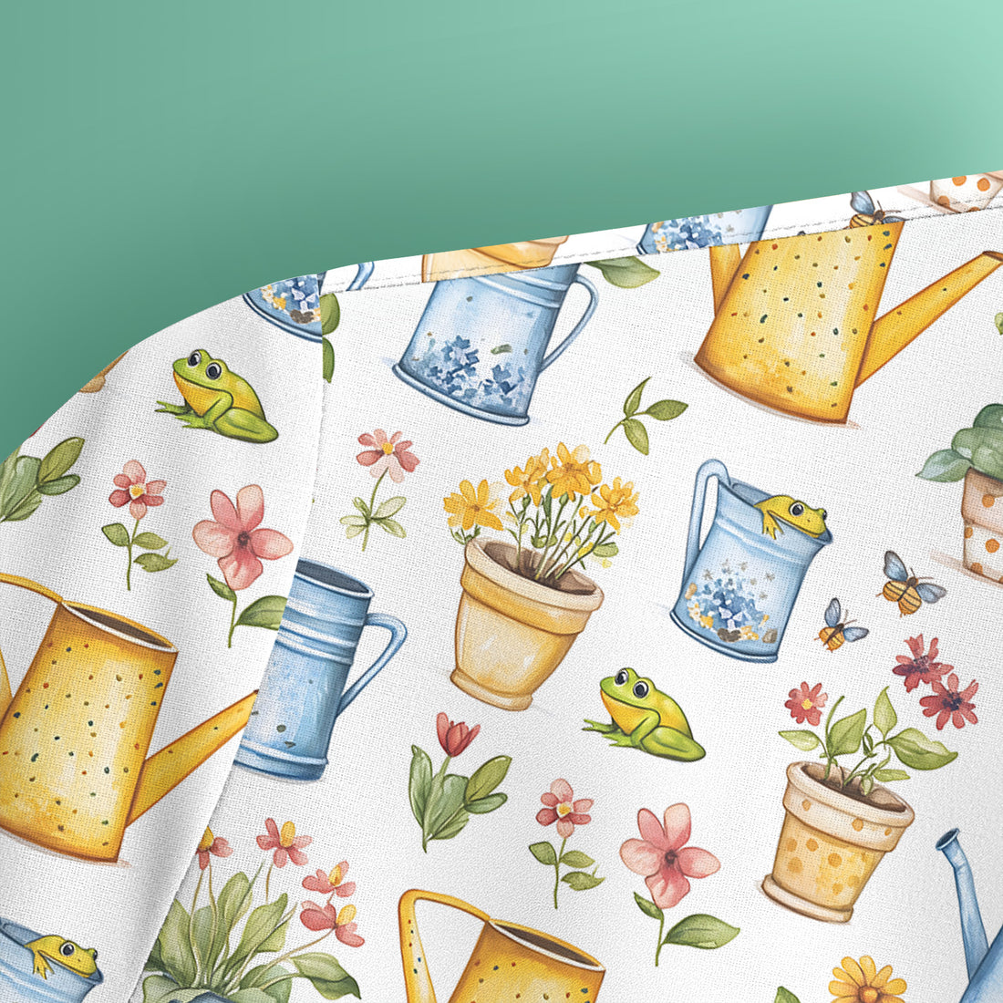 Watering Can and Flower Pot Garden Scrub Top, Comfortable Scrubs for Nurses