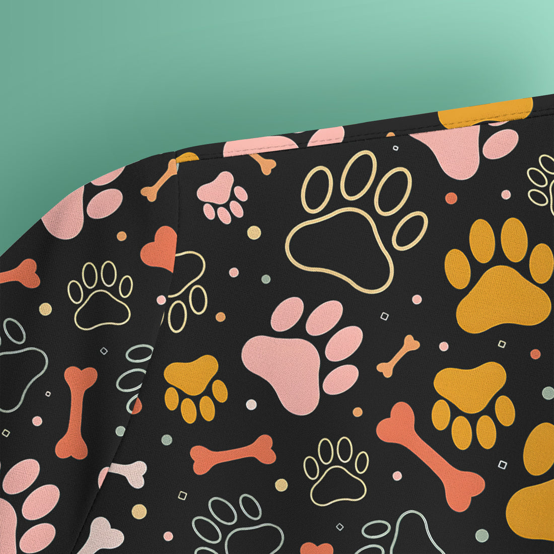 Cute Paw Print Dog Pattern Scrub Top, Comfortable Scrubs for Nurses