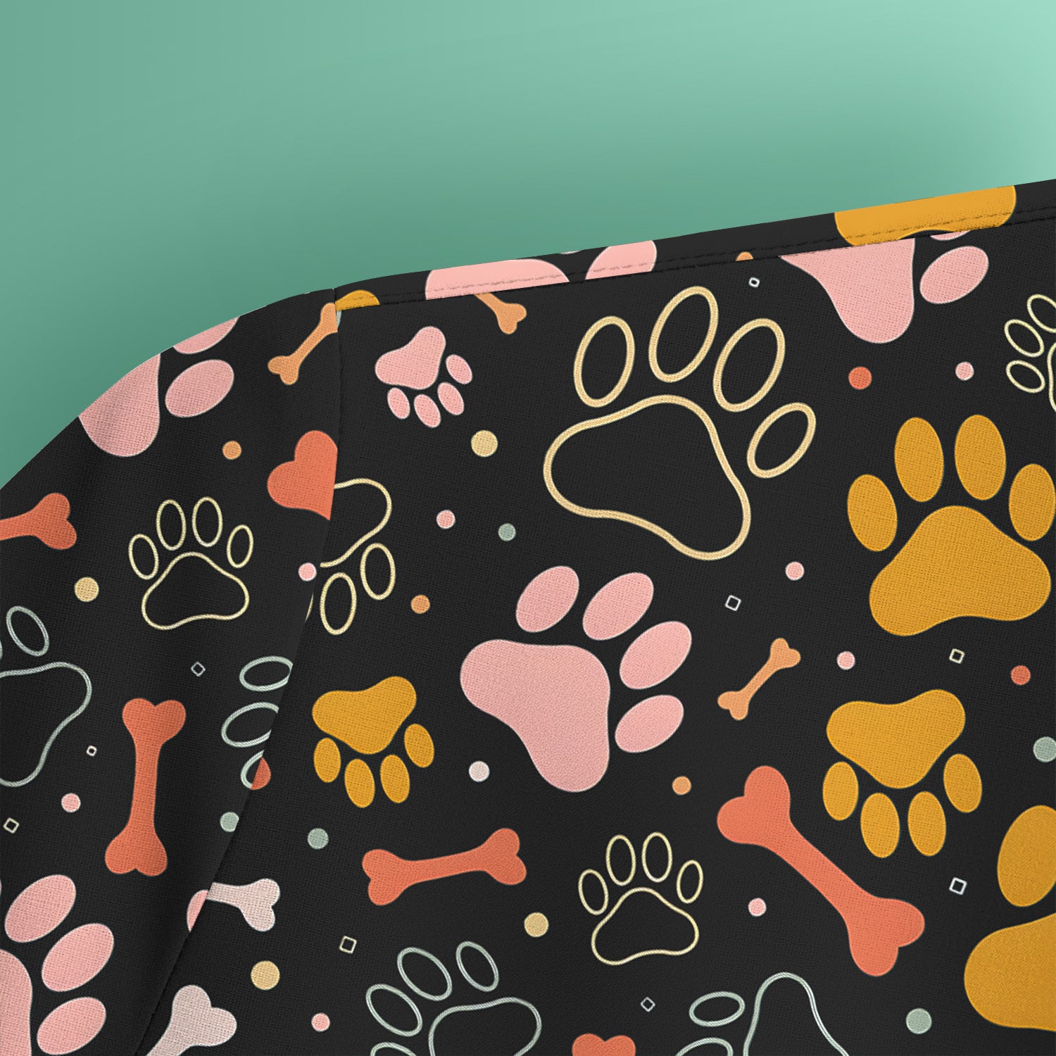 Cute Paw Print Dog Pattern Scrub Top, Comfortable Scrubs for Nurses