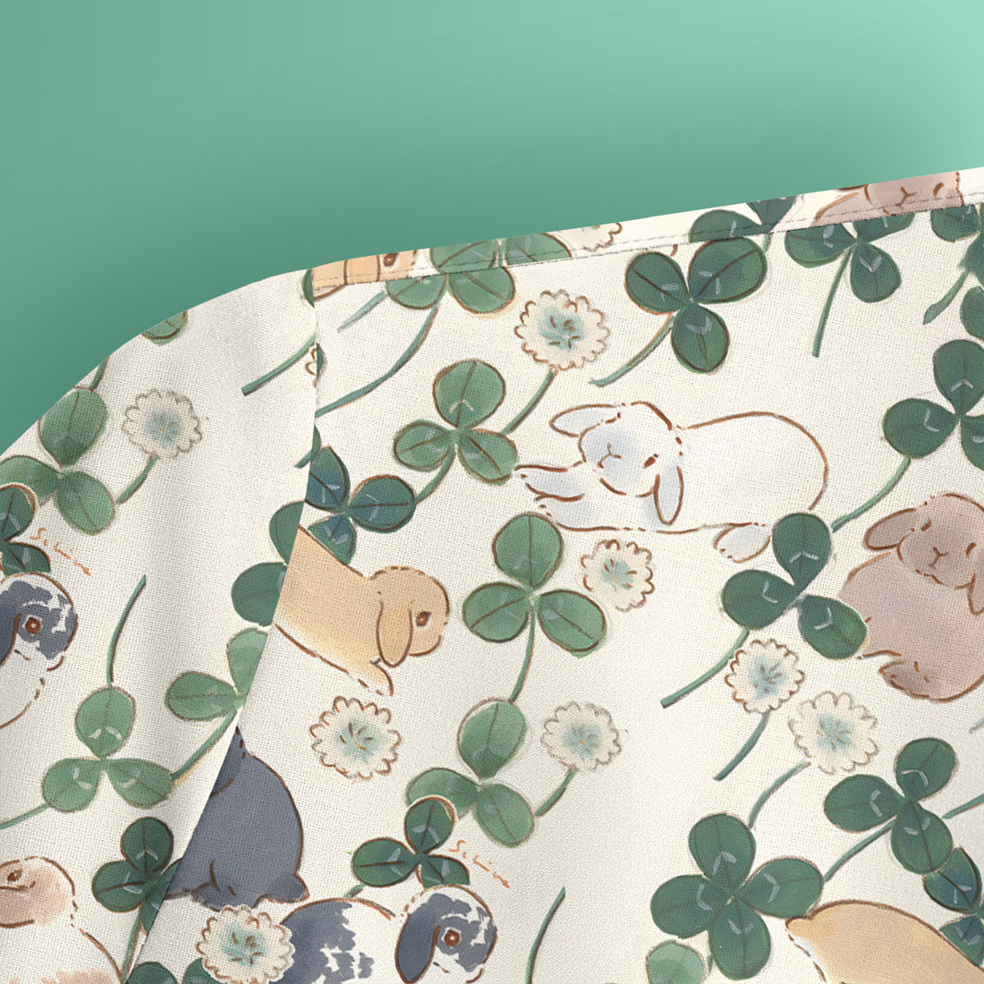 Cute Bunny Clover Garden Meadow Pattern Nurse Scrub Top, Comfortable Scrubs for Nurses