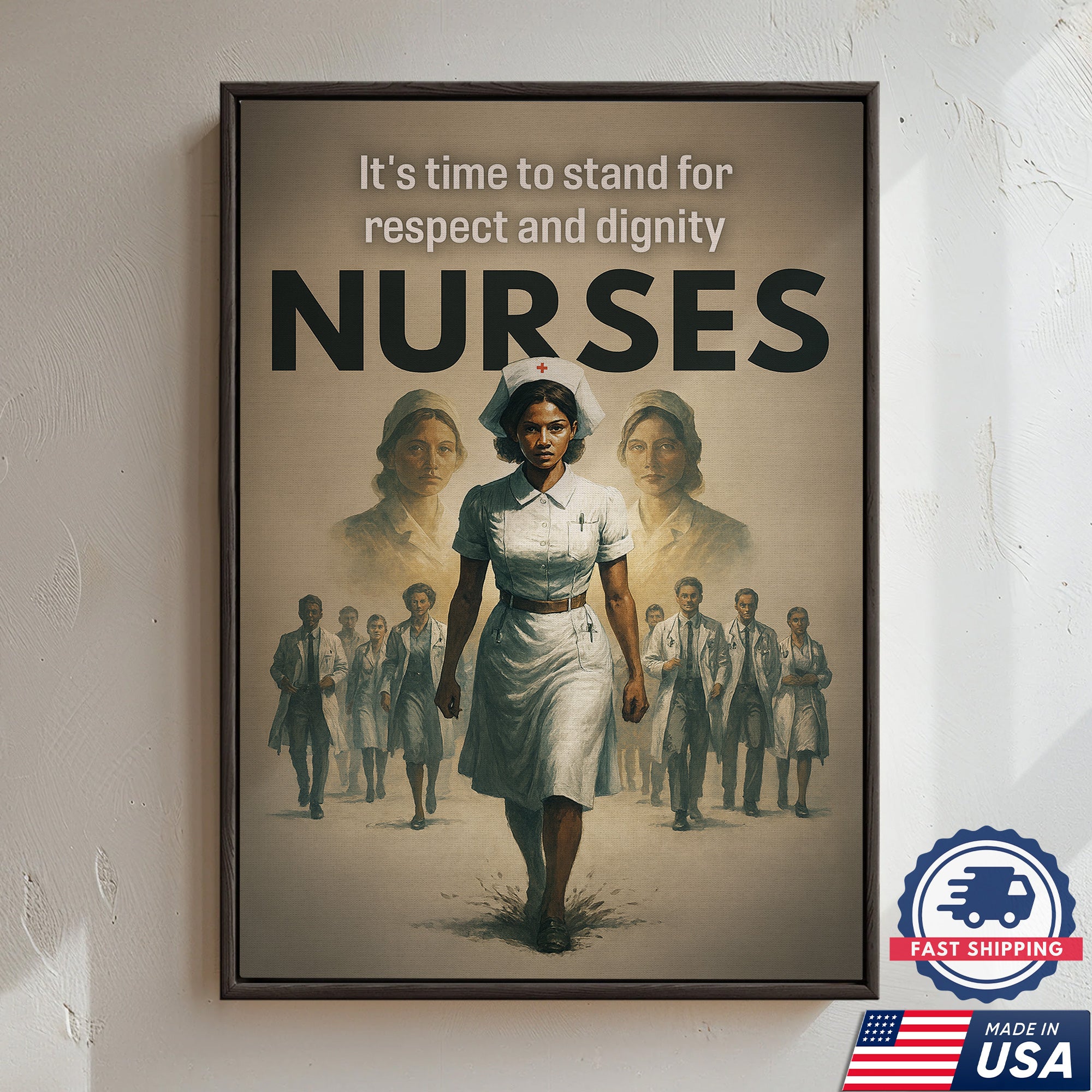 Nurses Respect & Dignity Apparel Canvas, Empowering Nurse Wall Decor, Healthcare Worker Appreciation Gift