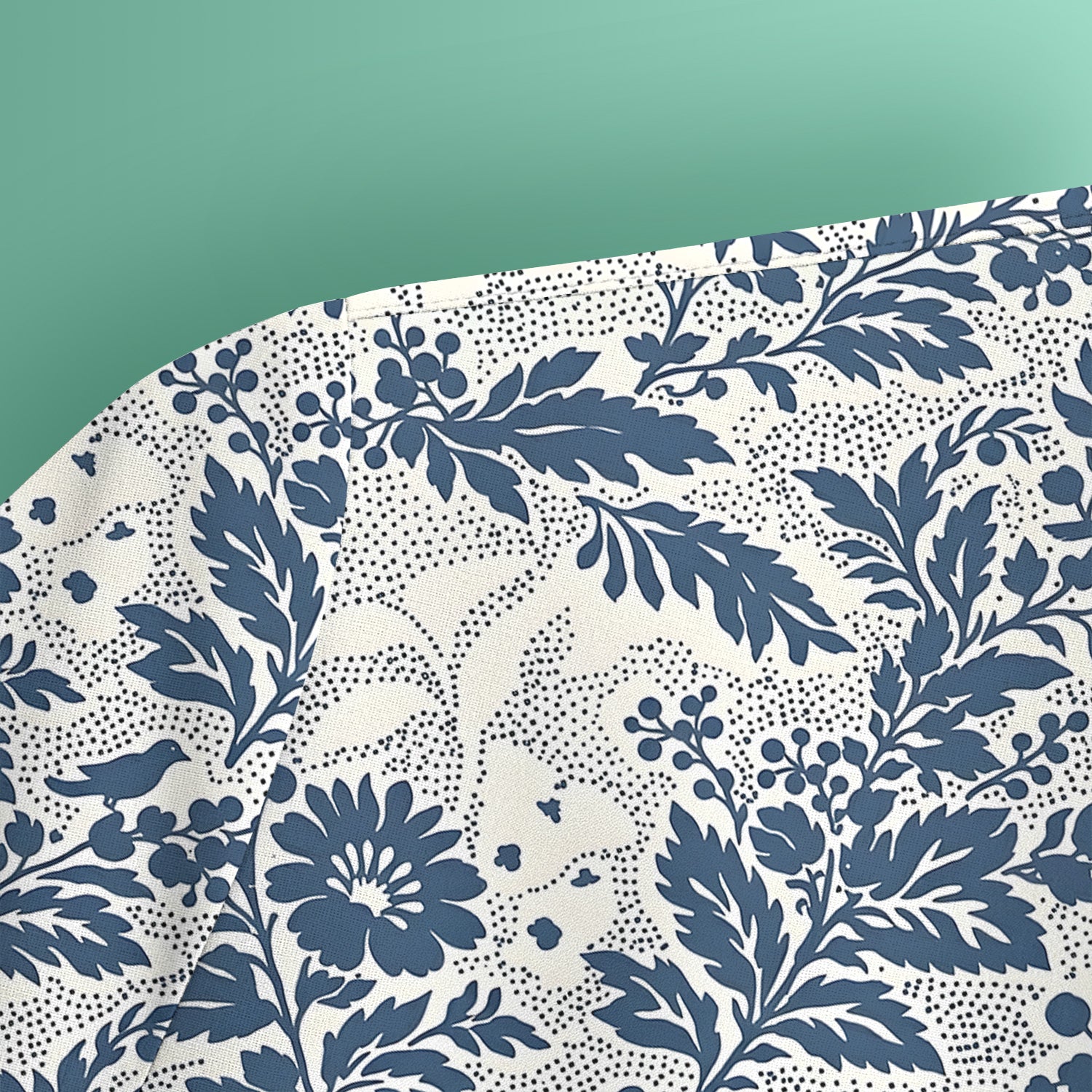 Cute Blue Floral Botanical Nurse Pattern Scrub Top, Breathable Fabrics Nursing Uniform
