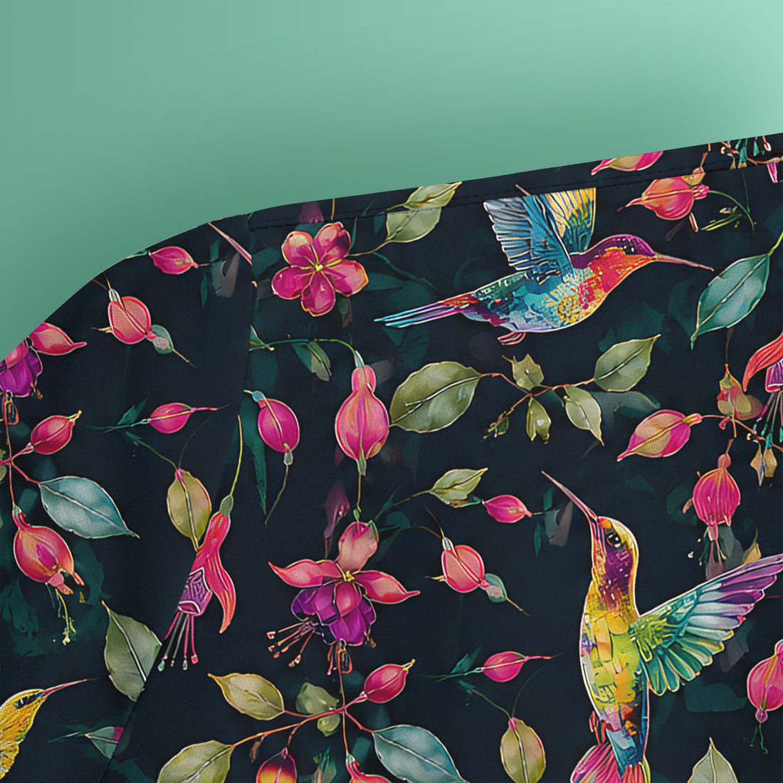 Hummingbird Fuchsia Bloom Pattern Scrub Top, Comfortable Scrubs for Nurses