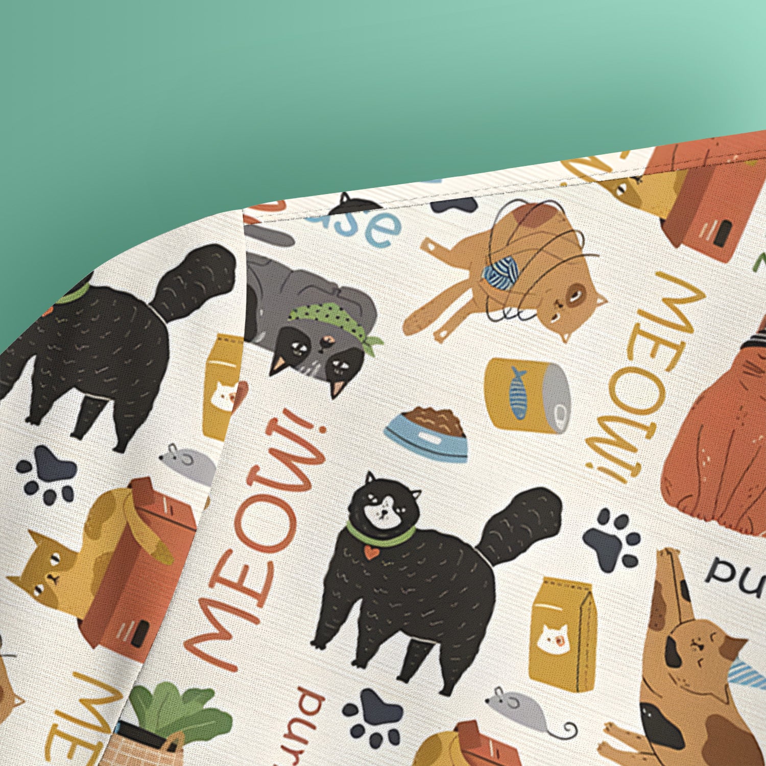 Meow Purr Cat Life Print Scrub Top, Comfortable Scrubs for Nurses