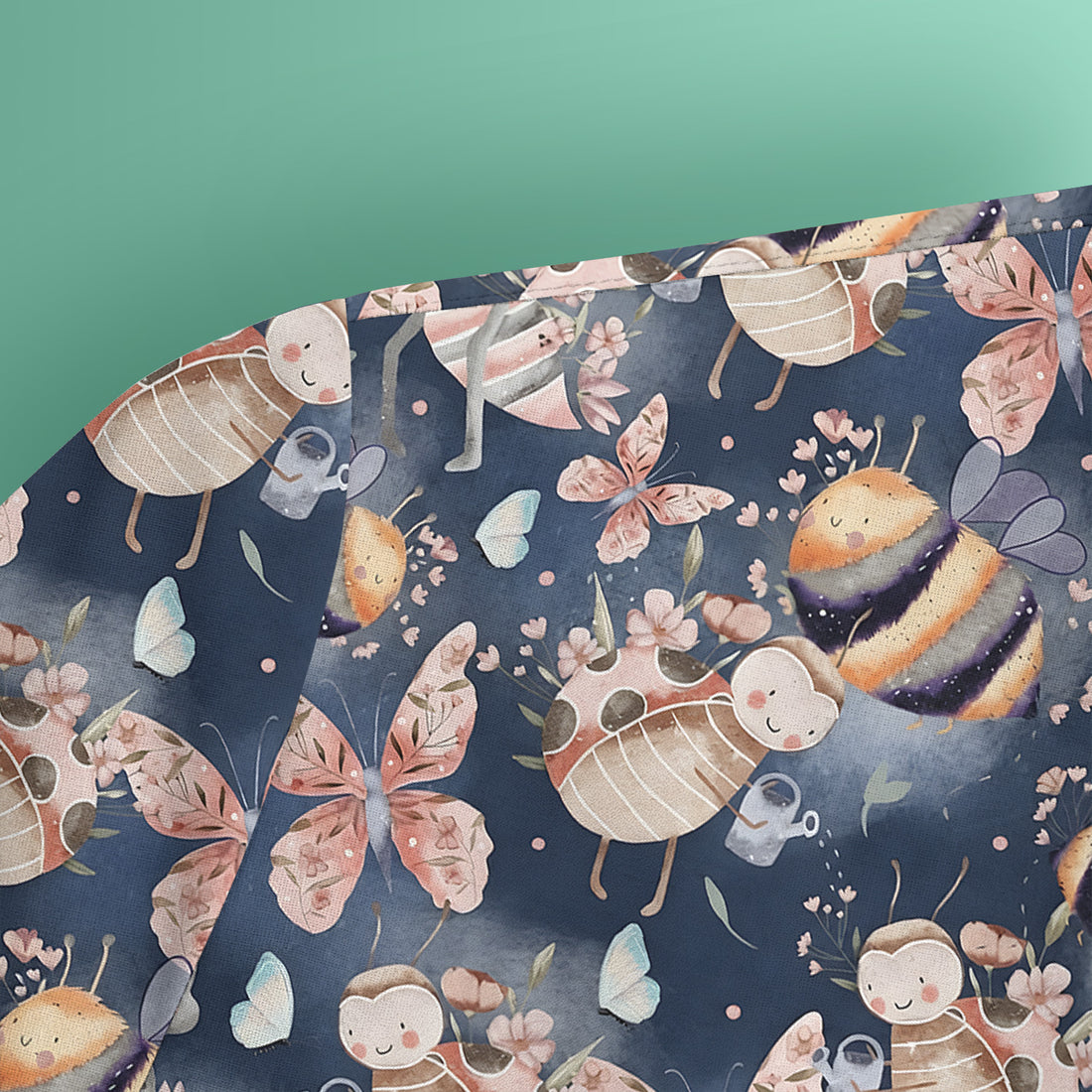 Cute Whimsical Bee Fairy Garden Pattern Scrub Top, Comfortable Scrubs for Nurses