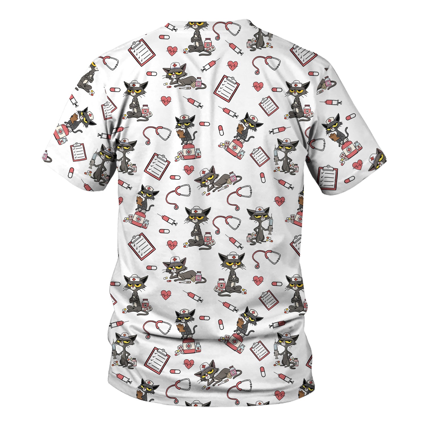 Personalized Funny Nurse Cat Scrub Top for Women - Cute Medical Uniform for RN CNA Vet Tech - Gift for Medical Staff, Healthcare Worker