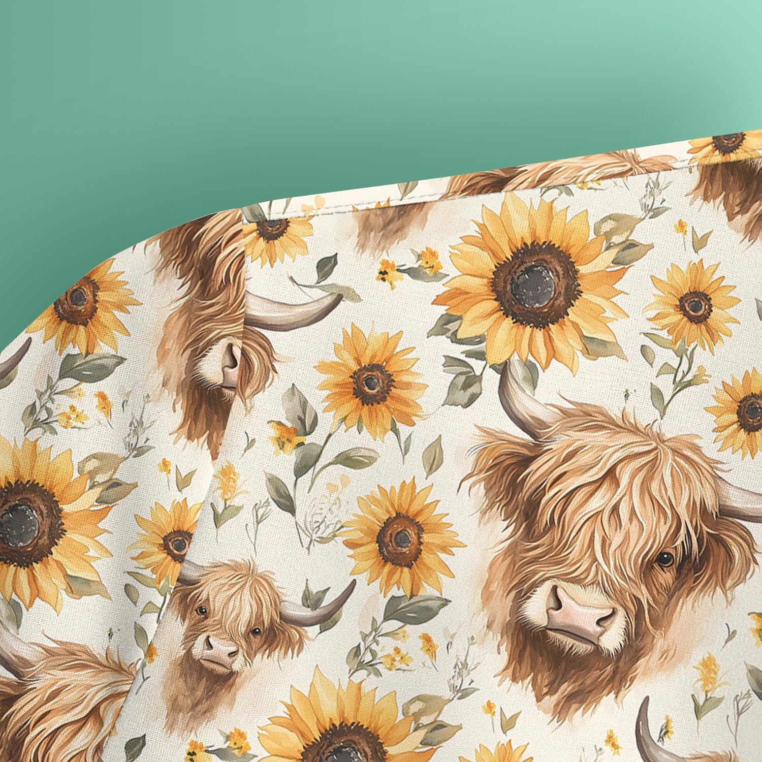 Highland Cow Sunflower Scrub Top, Rustic Farmhouse Nursing Uniform