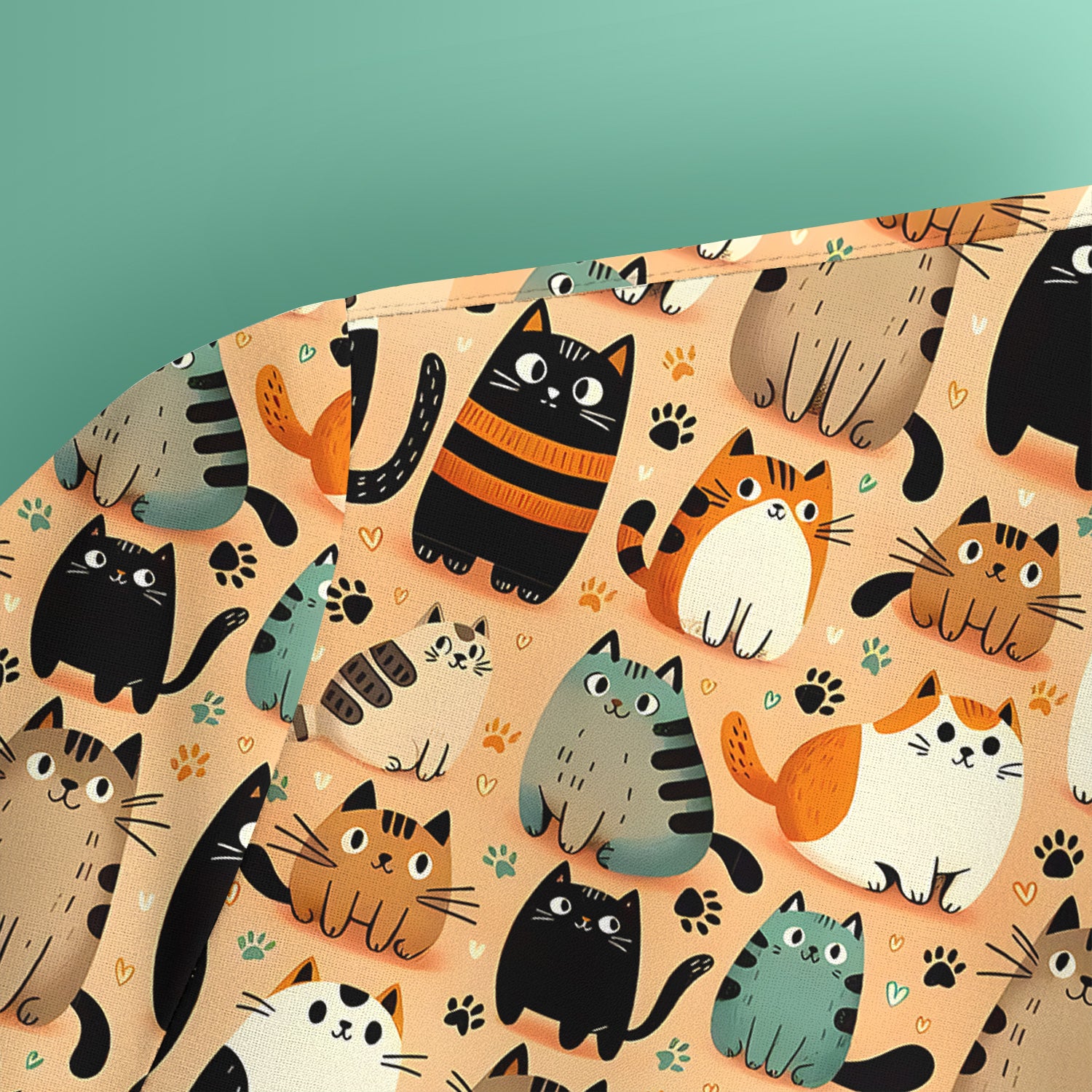 Cat Parade Doodle Pattern Scrub Top, Comfortable Scrubs for Nurses