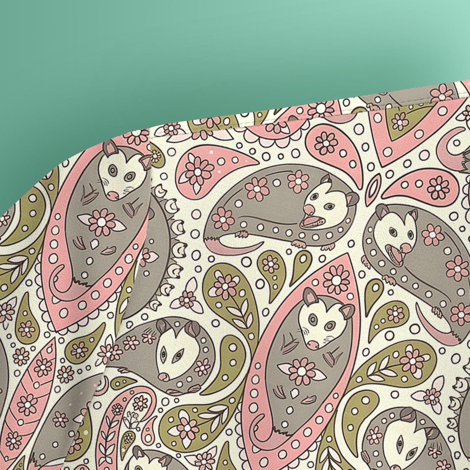 Opossum Paisley Pattern Scrub Top, Comfortable Scrubs for Nurses