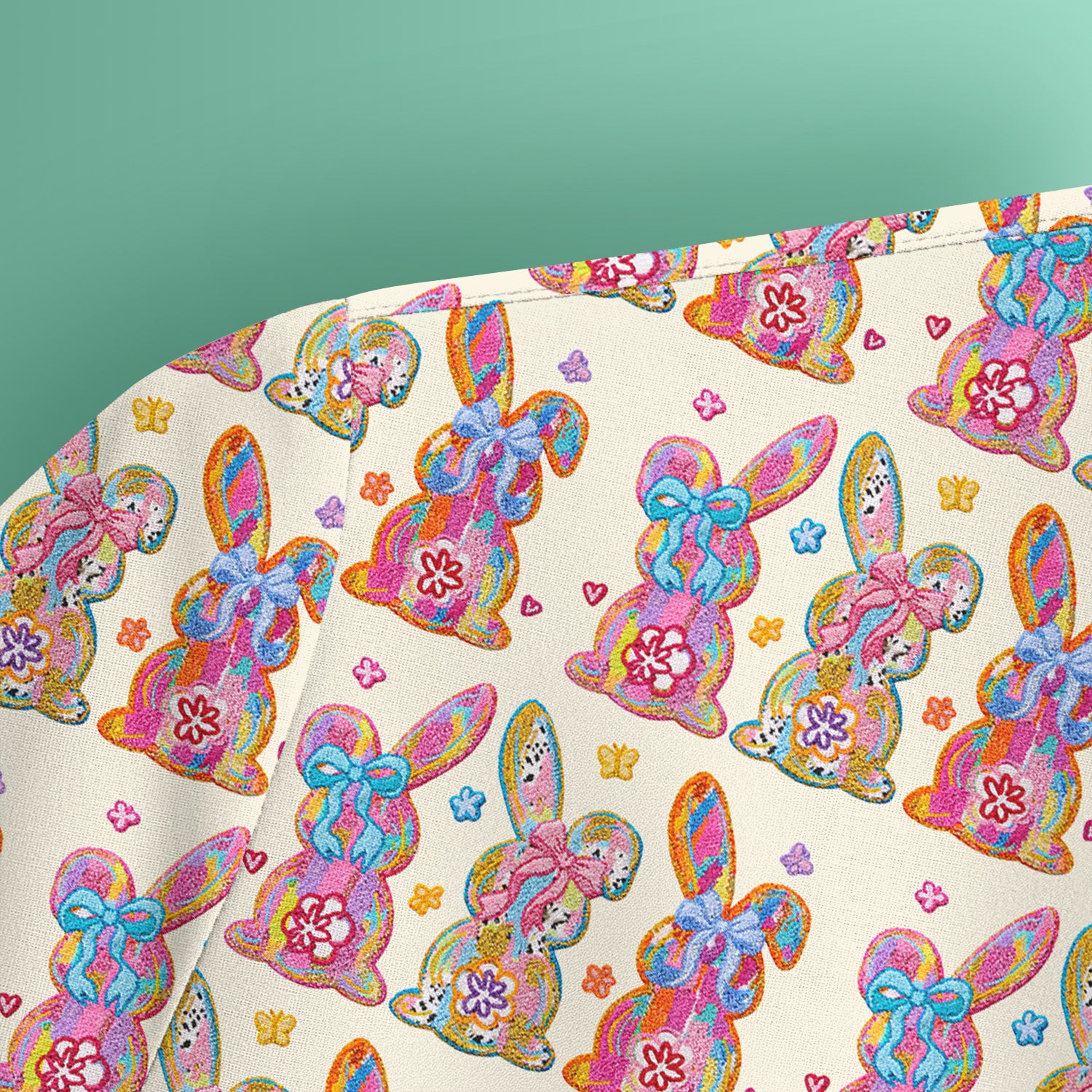 Cute Pastel Bunny Floral Pattern Scrub Top, Comfortable Scrubs for Nurses, Easter