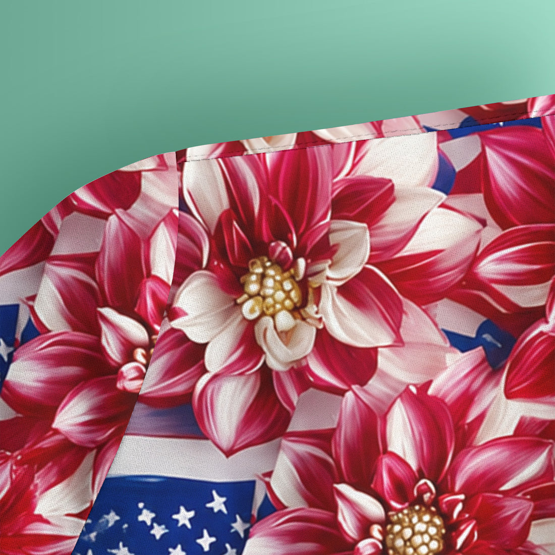 Festive Patriotic Floral Flag Pattern Scrub Top, Comfortable Scrubs for Nurses