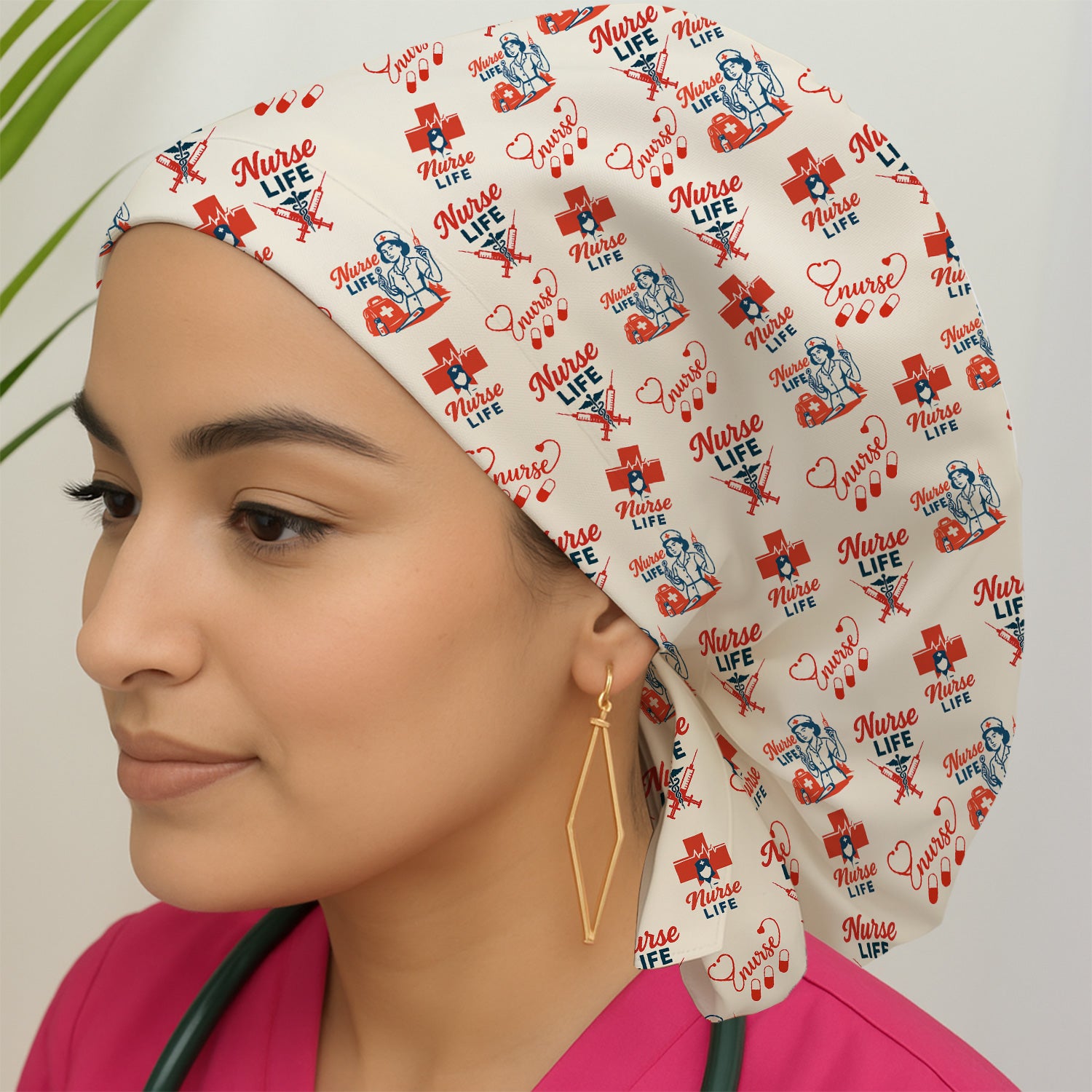 Retro Nurse Scrub Cap - Nurse Life & Stethoscope Graphic Design - Gift for RN LPN Healthcare Workers