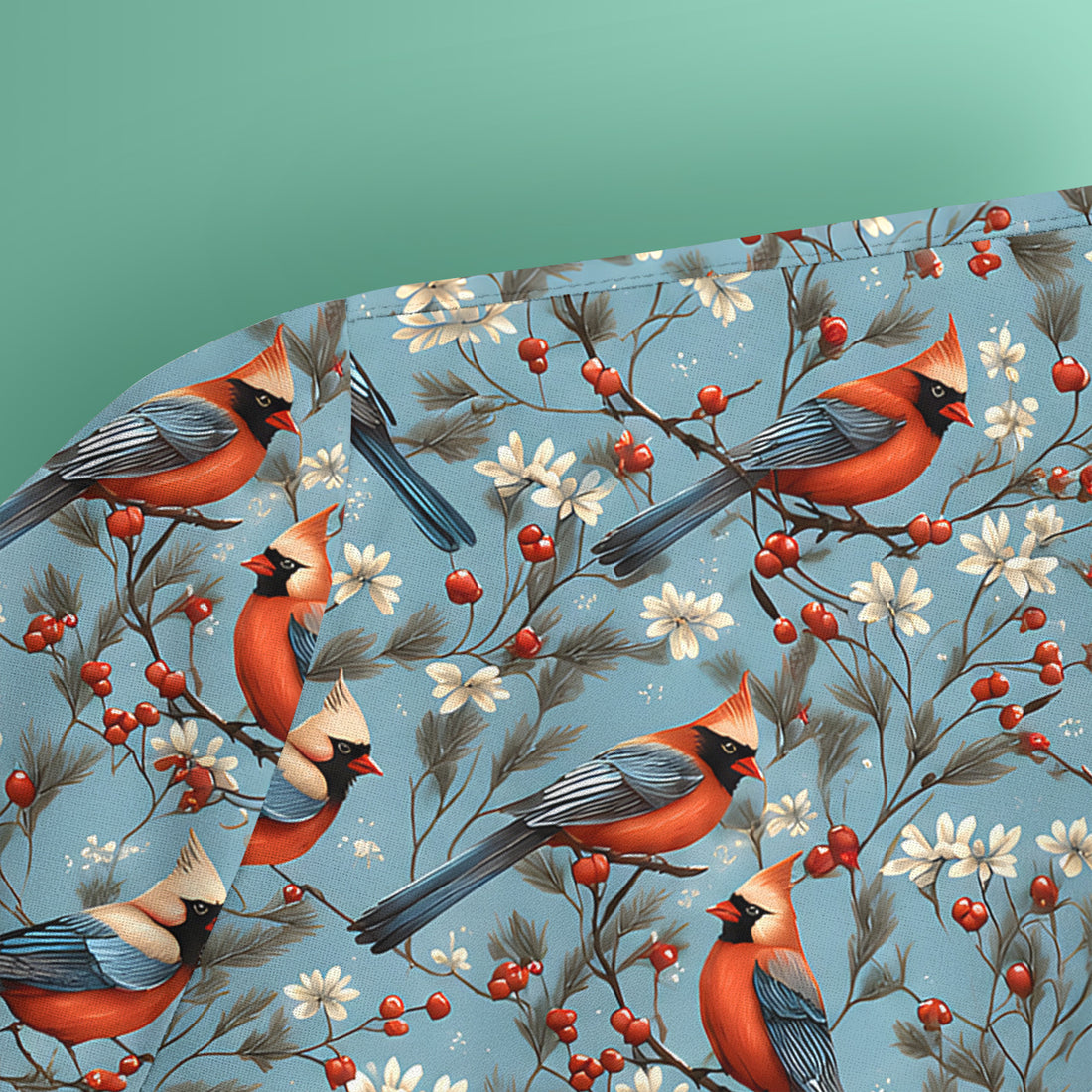 Cute Cardinal Berry Blossom Pattern Scrub Top, Comfortable Scrubs for Nurses