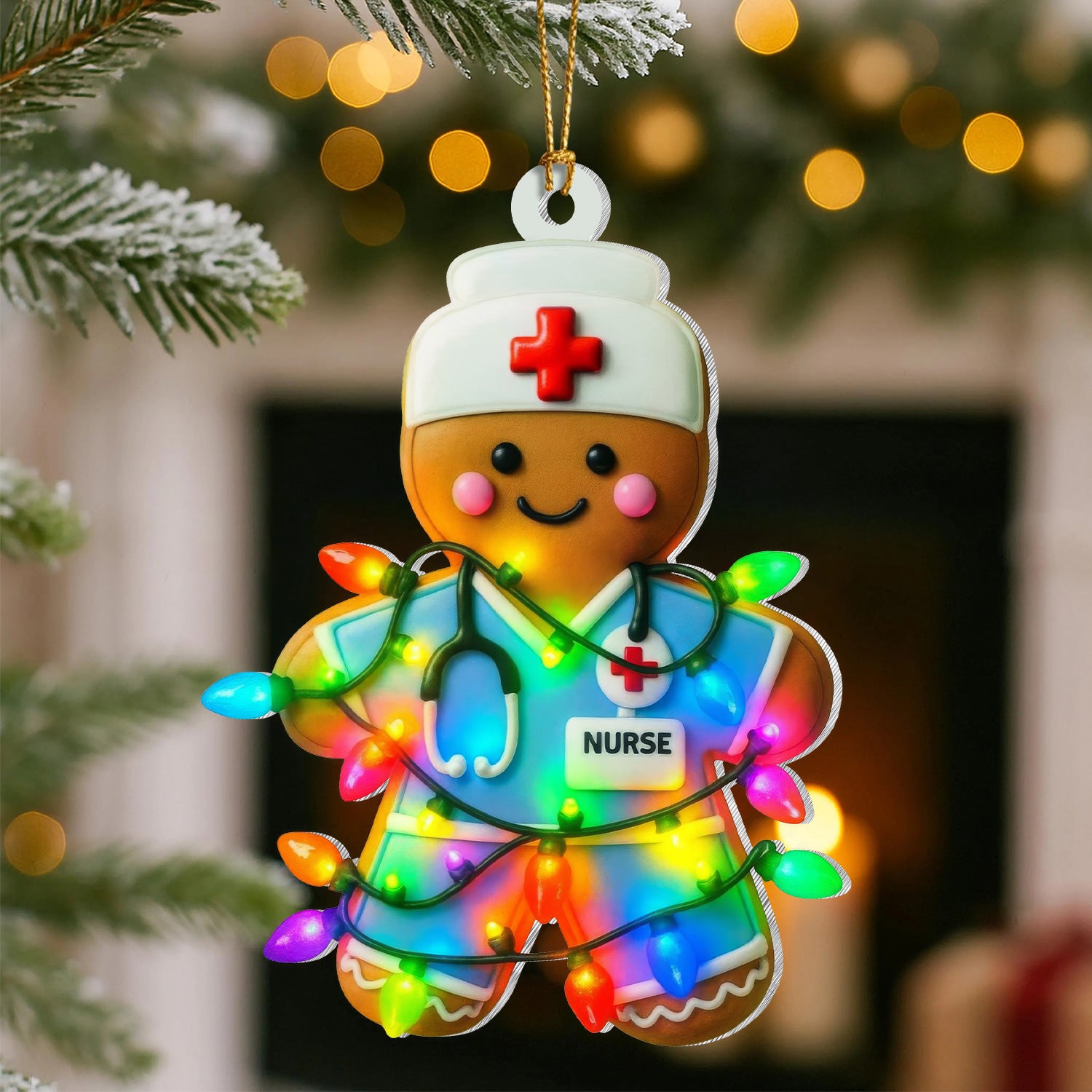 Nurse Gingerbread Christmas Ornament, Cute Holiday Tree Decoration, Healthcare Worker Gift