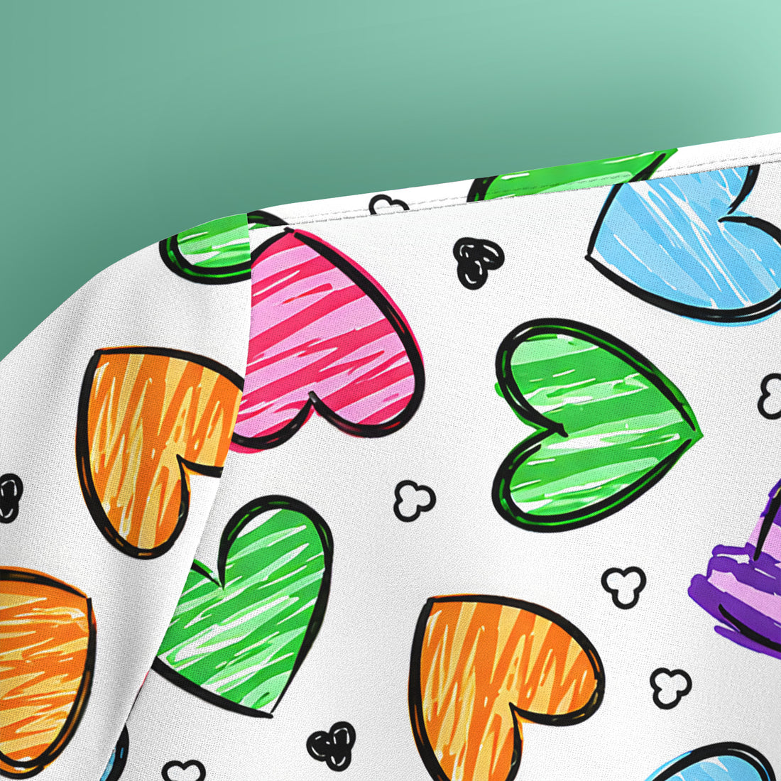 Colorful Doodle Heart Pattern Scrub Top, Comfortable Scrubs for Nurses