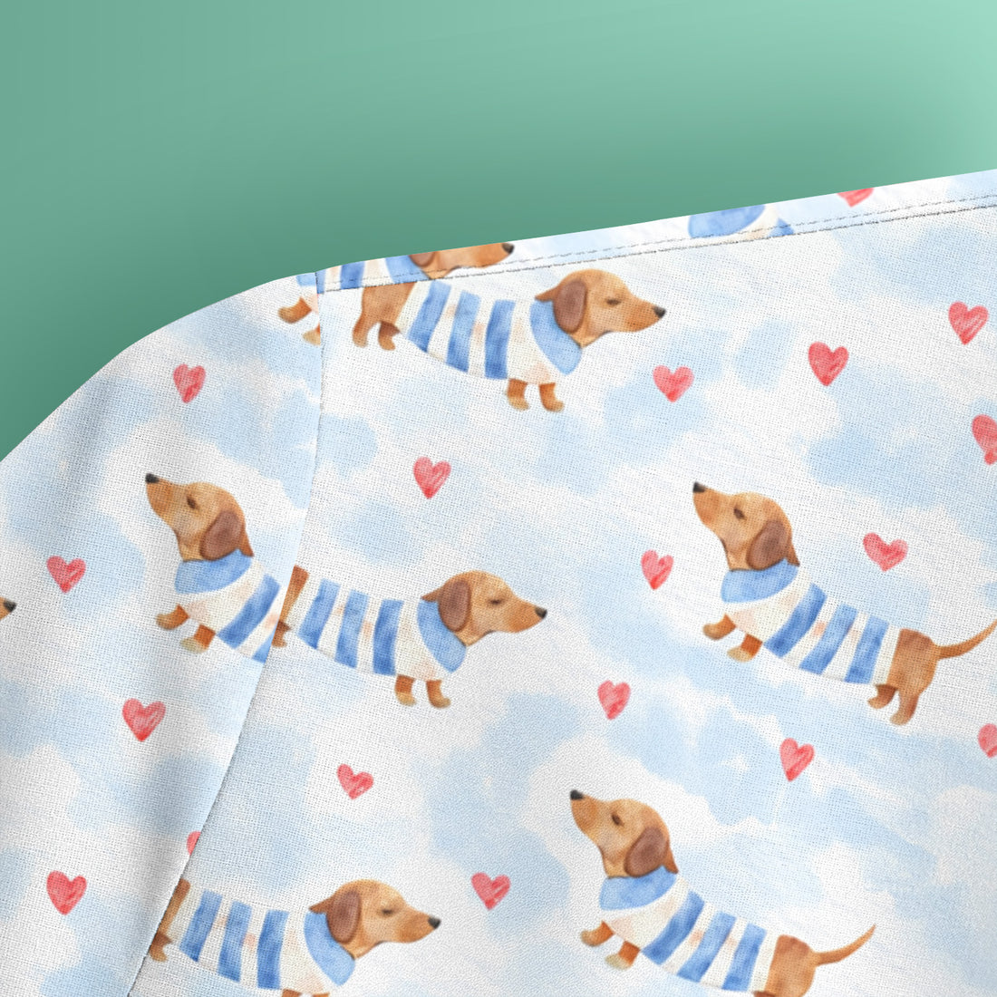 Sweet Dachshund And Pink Hearts Print Scrub Top, Comfortable Scrubs for Nurses