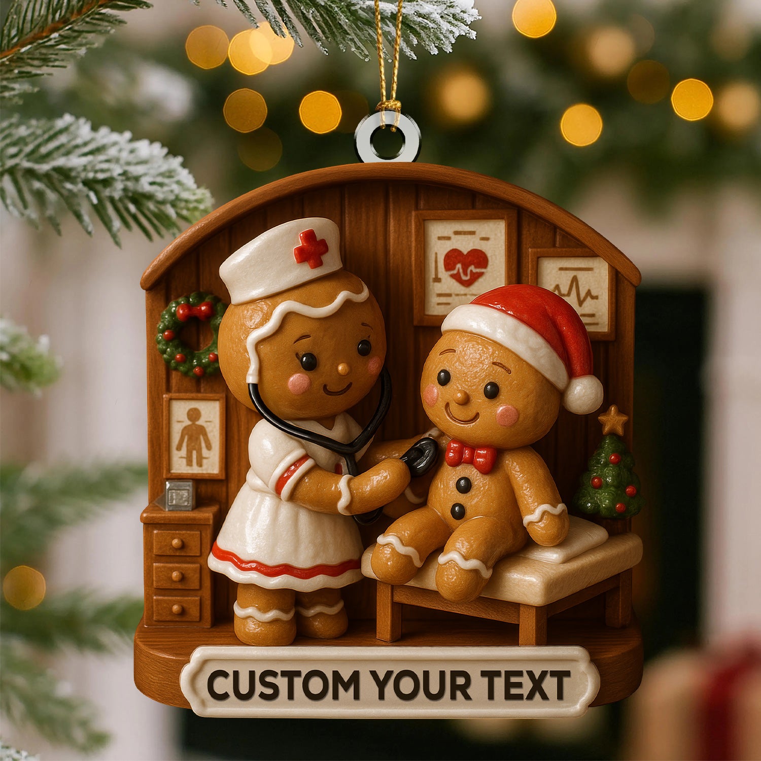 Personalized Gingerbread Nurse Christmas Ornament , Nursing Ornament With Custom Name, Nurse Xmas RN Gift