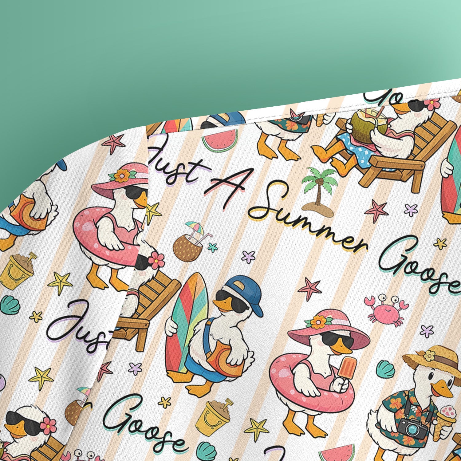Summer Beach Goose Vacation Pattern Scrub Top, Comfortable Scrubs for Nurses