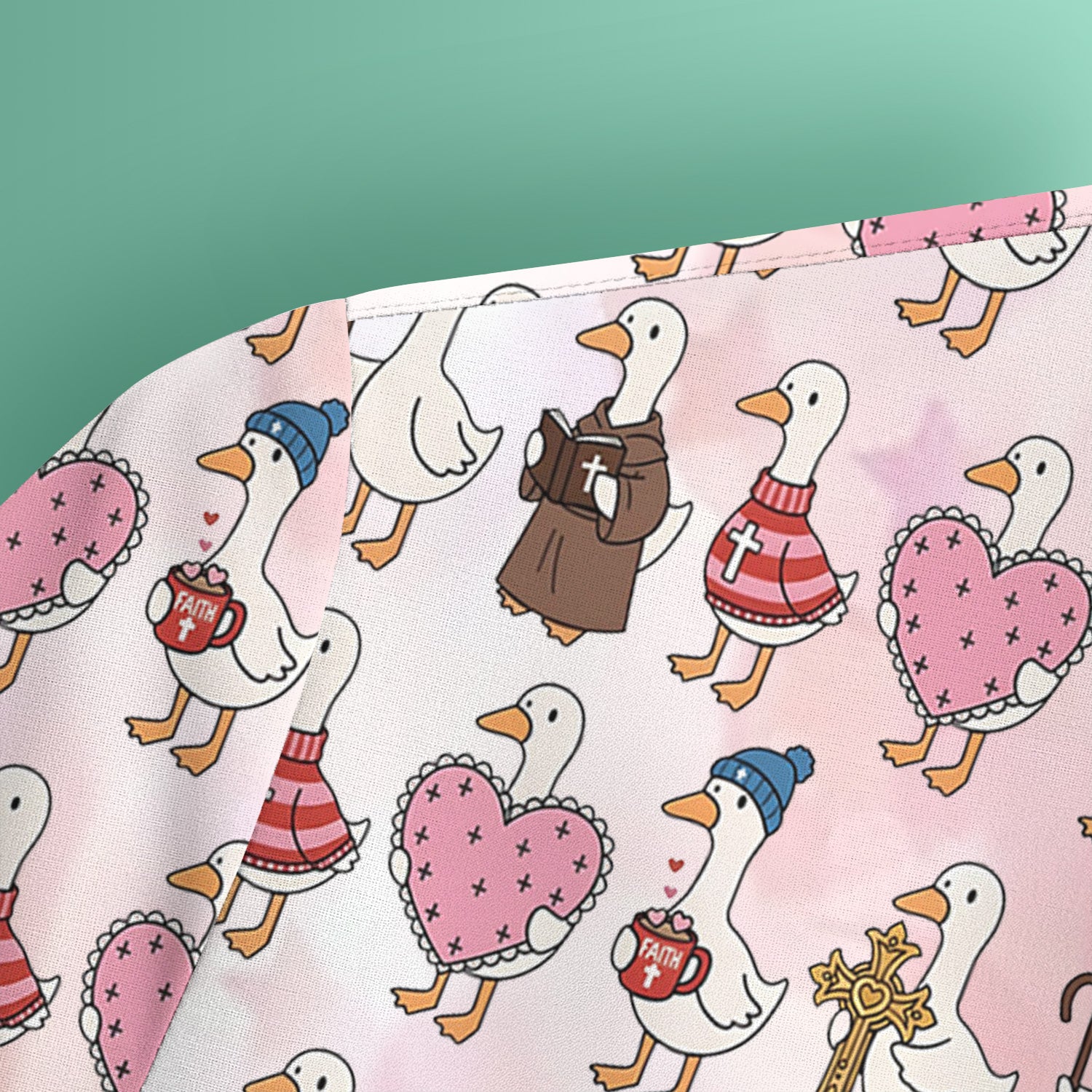 Goose Valentine Heart Illustration Design Scrubs Top, Breathable Fabrics Nursing Uniform