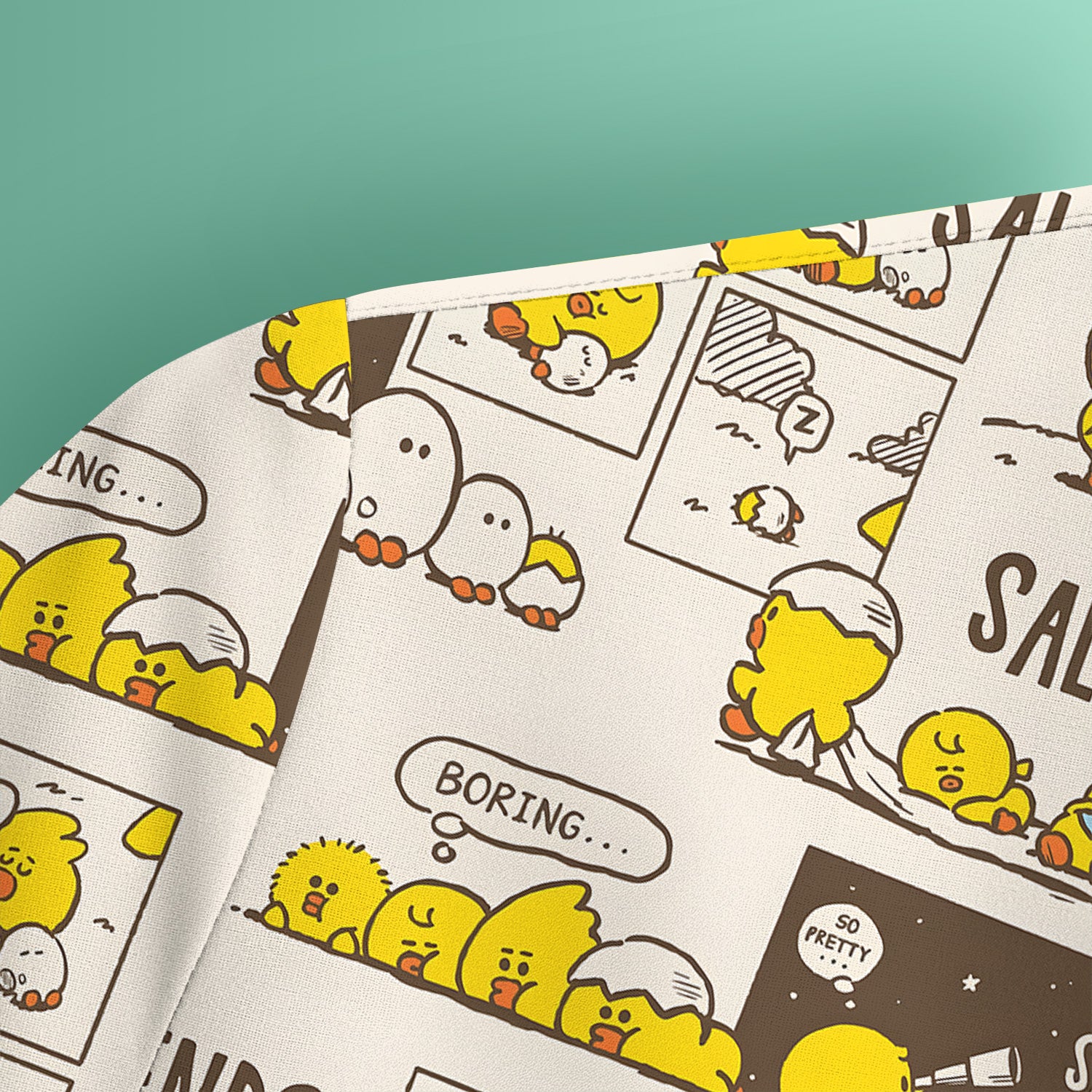 Cute Cartoon Chick Comic Pattern Scrub Top, Comfortable Scrubs for Nurses