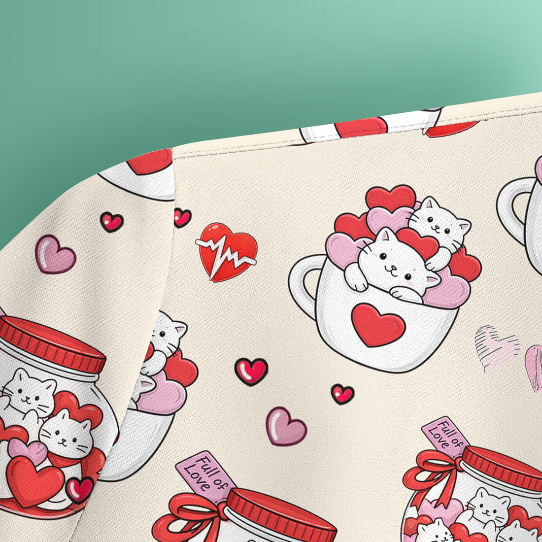 Cute Cat Valentine Nurse Scrub Top, Comfortable Scrubs for Nurses