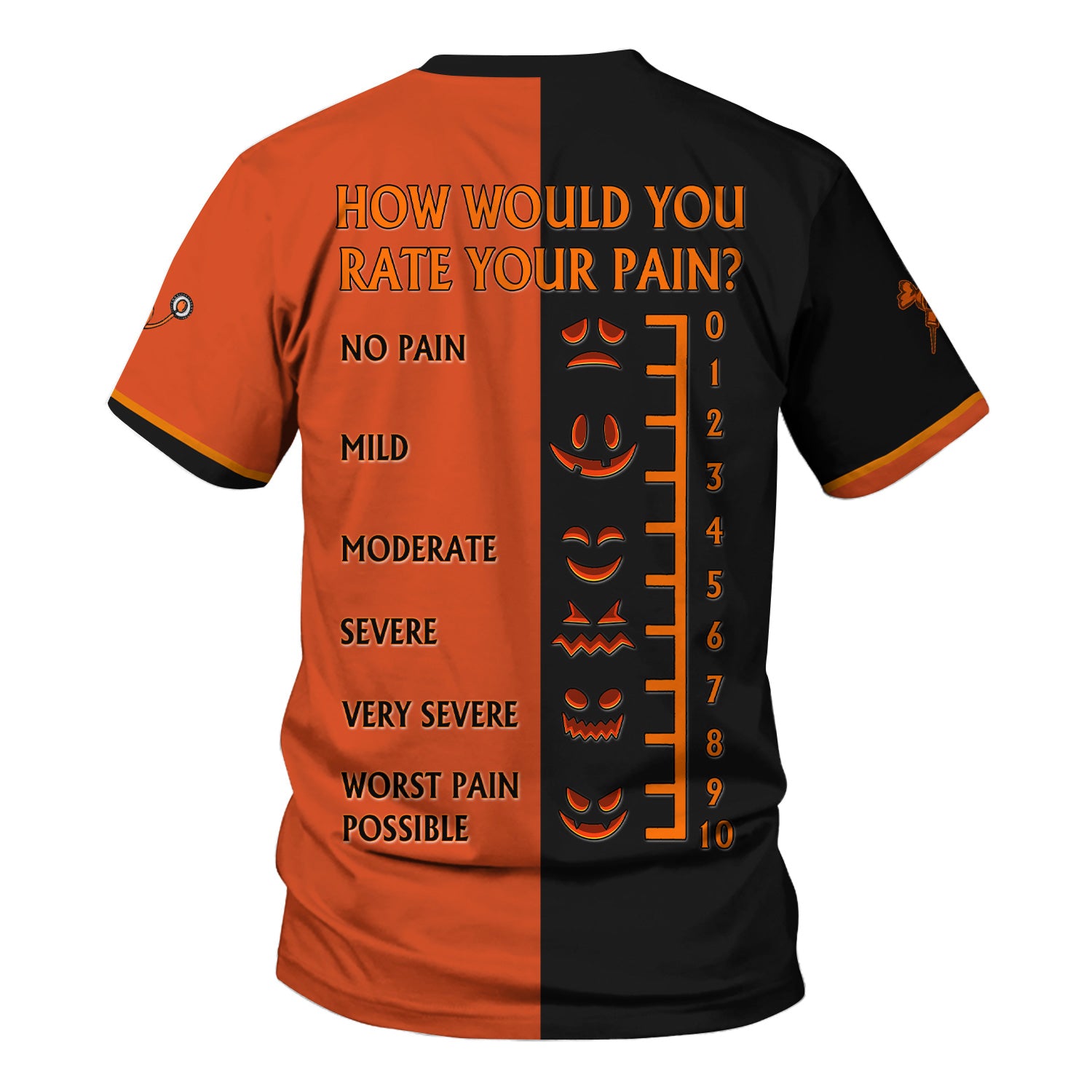 Custom Halloween Nurse Scrub Top with Pain Scale - Personalized Medical Uniform for RN CNA LPN - Gift for Medical Professionals