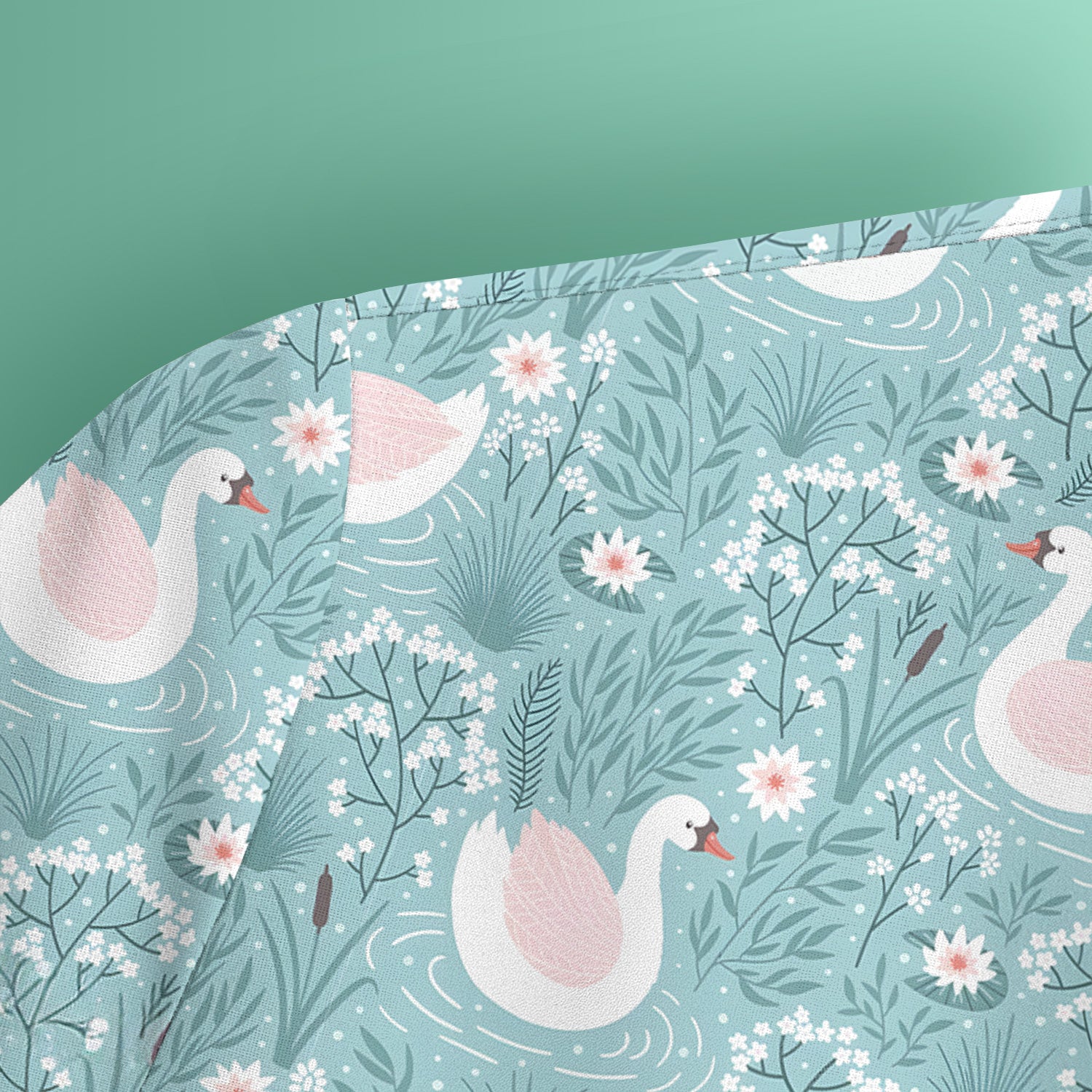 Sweet Swan Waterlily Garden Pattern Scrub Top, Comfortable Scrubs for Nurses