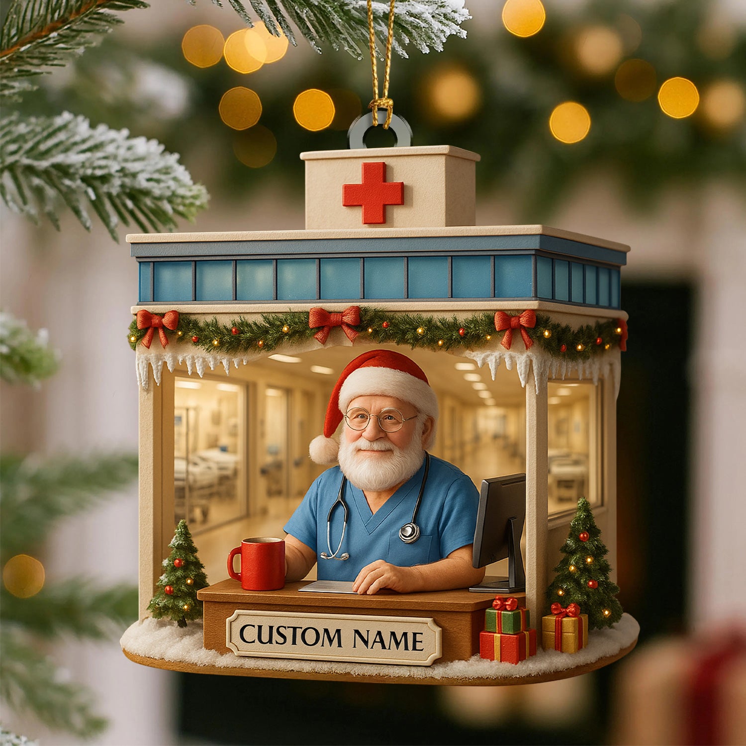 Personalized Doctor Office Ornament, Custom Name Medical Christmas Decor, Nurse & Healthcare Worker Holiday Gift for Clinic Staff