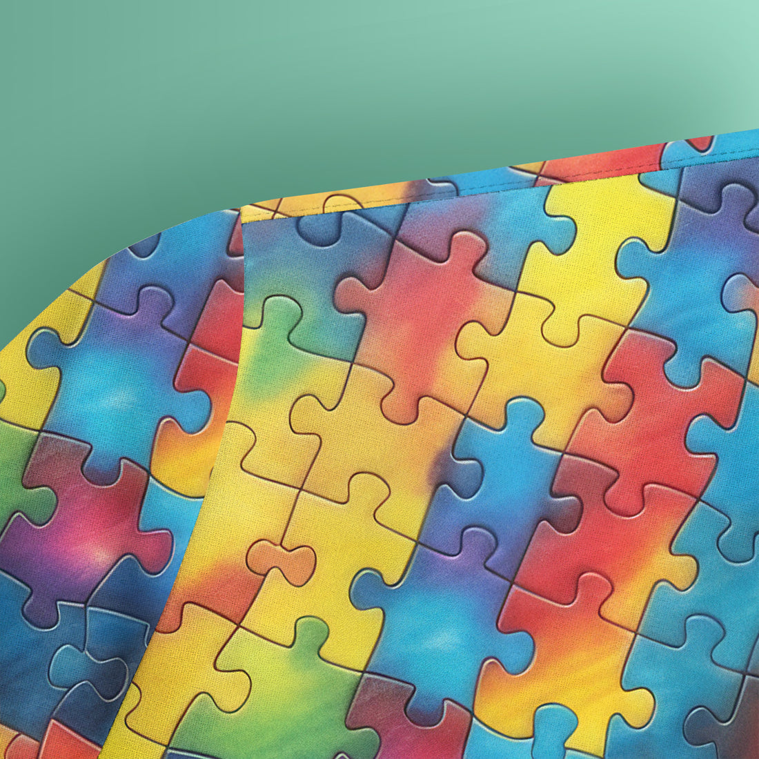 Bright Rainbow Puzzle Piece Art Scrub Top, V-Neck Medical Uniform