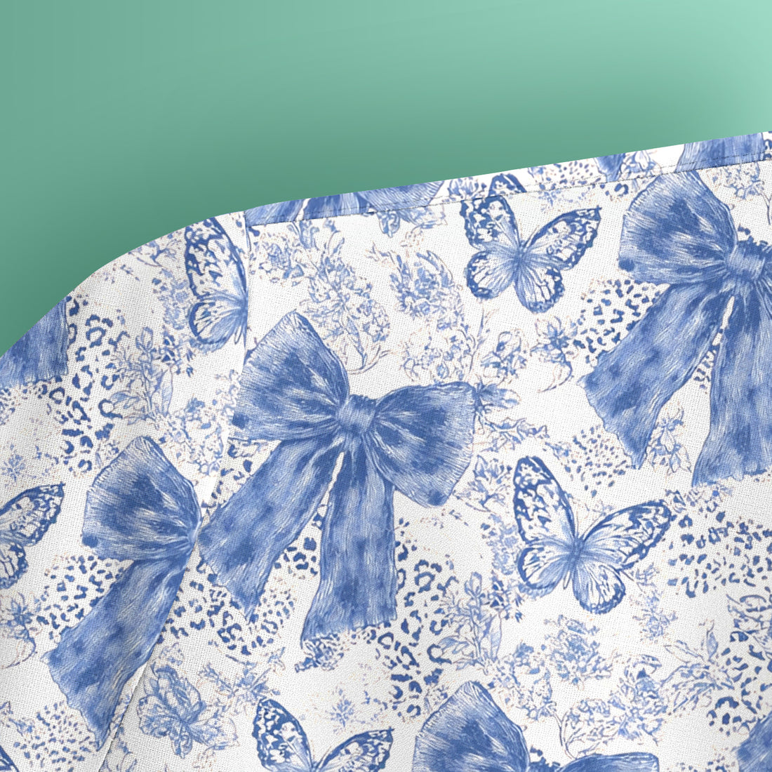 Blue Bow And Butterfly Vintage Floral Scrub Top, Comfortable Scrubs for Nurses