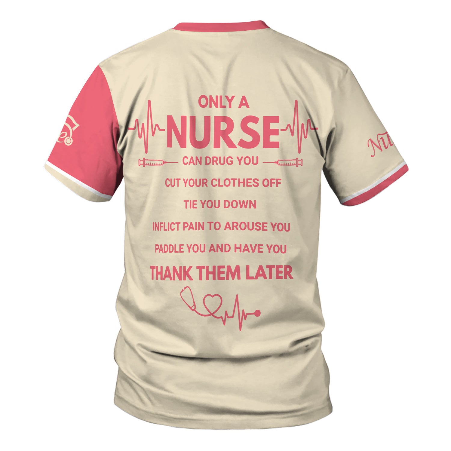 Personalized Nurse Shirt for Women - Pink Floral Stethoscope Design - Custom Name Gift for RN, CNA, LPN