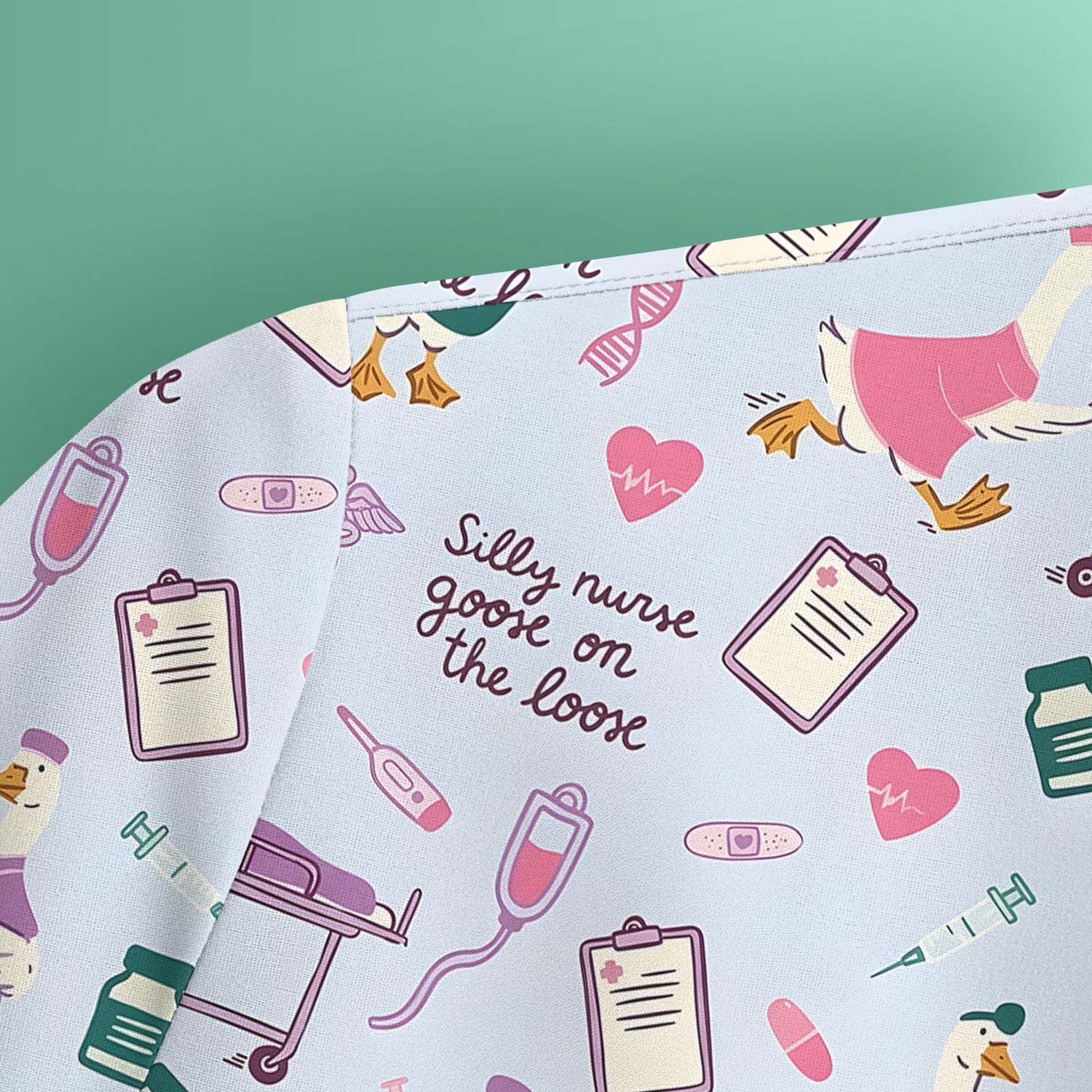 Goose Medical Humor Tools Pattern Scrub Top, Comfortable Scrubs for Nurses