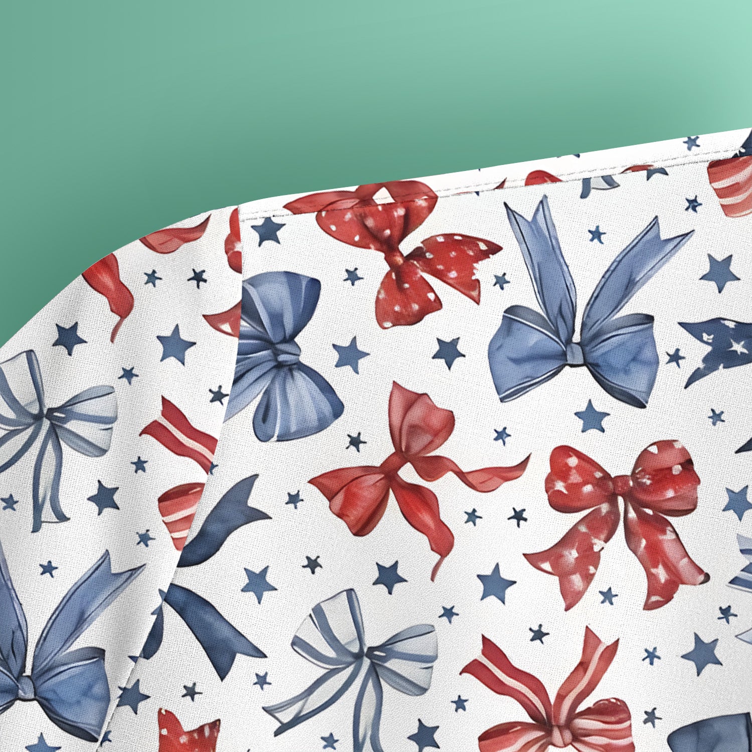 Patriotic Red Blue Ribbon Pattern Scrub Top, Comfortable Scrubs for Nurses