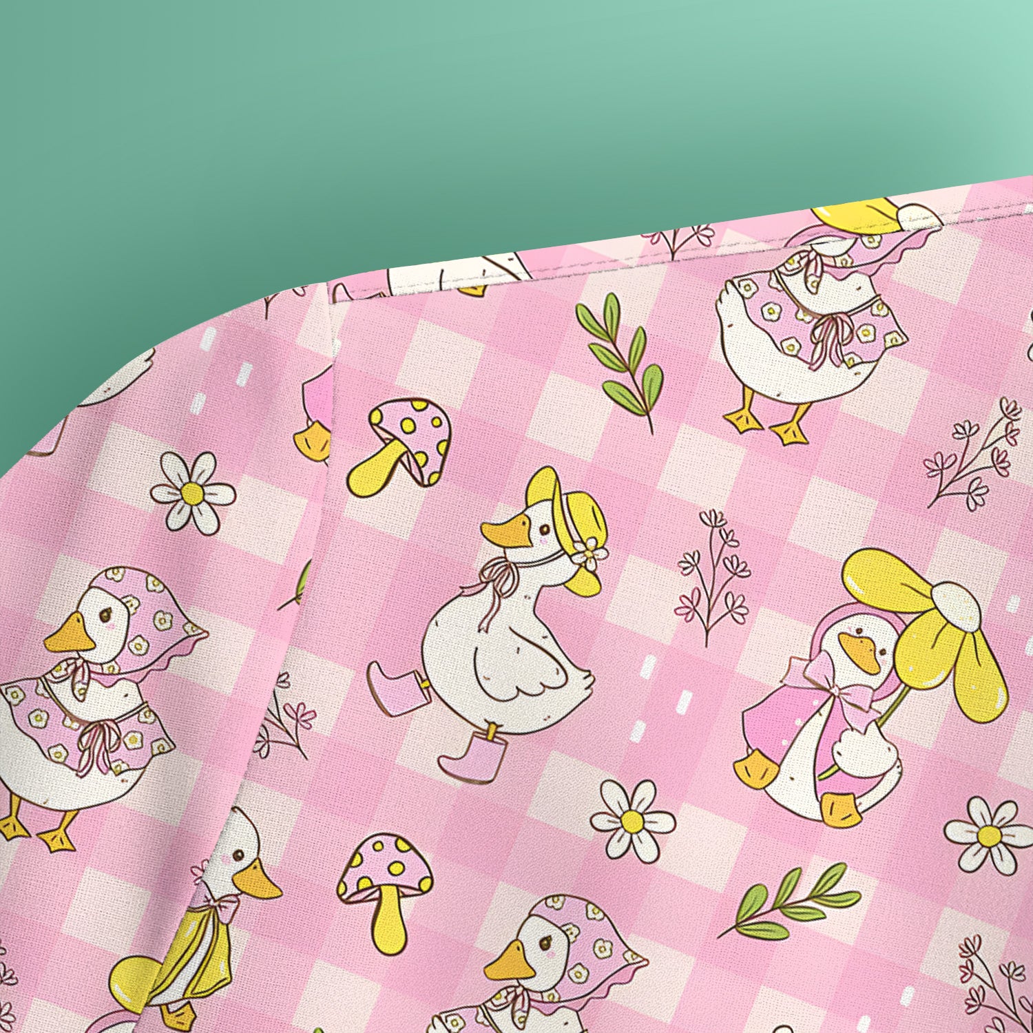 Spring Duckling Gingham Pattern Scrub Top, Comfortable Scrubs for Nurses