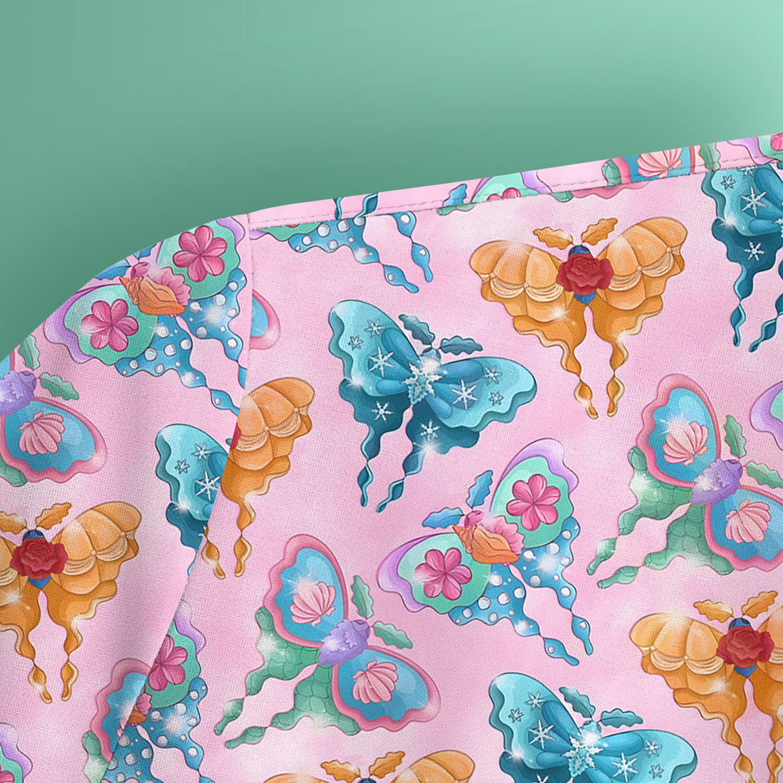 Colorful Butterfly With Floral Blossom Pattern Scrub Top, Comfortable Scrubs for Nurses