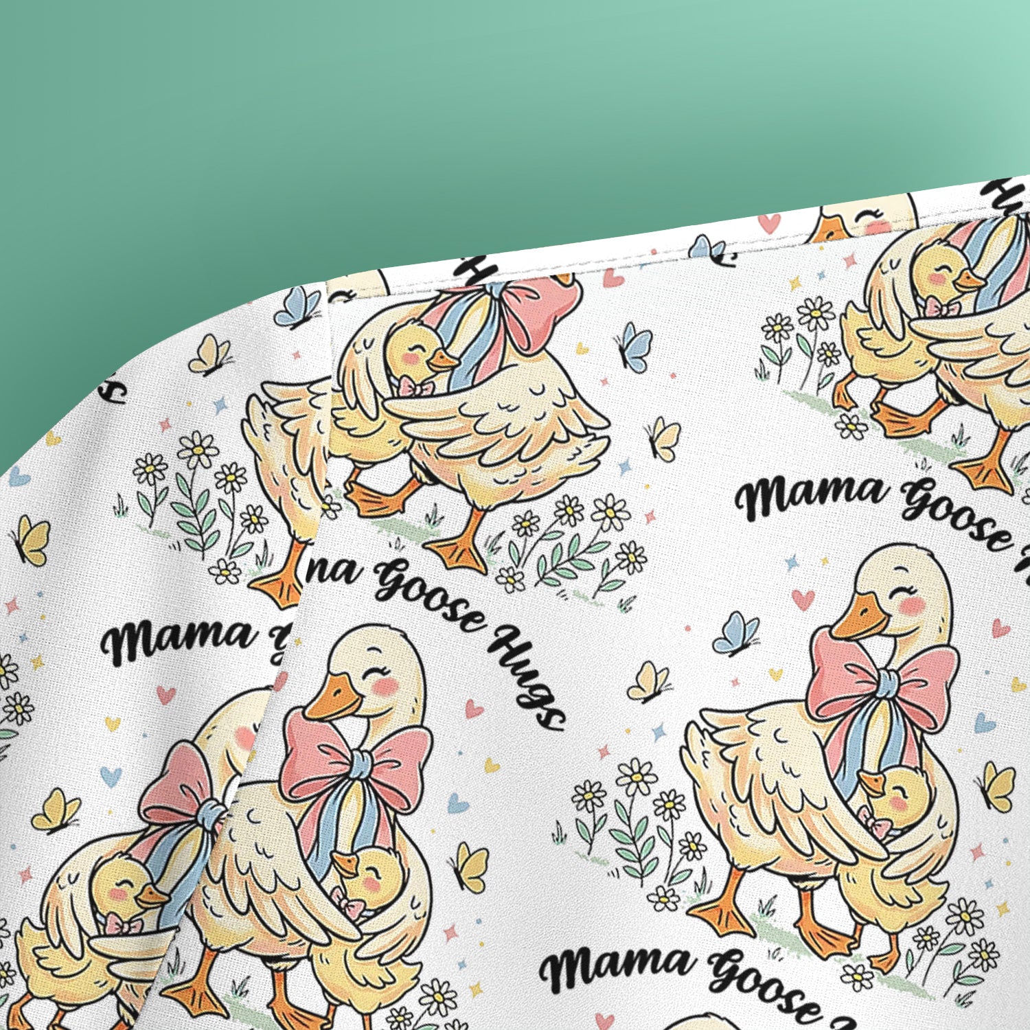 Cute Mama Goose Hug Pattern Scrub Top, Comfortable Scrubs For Nurses