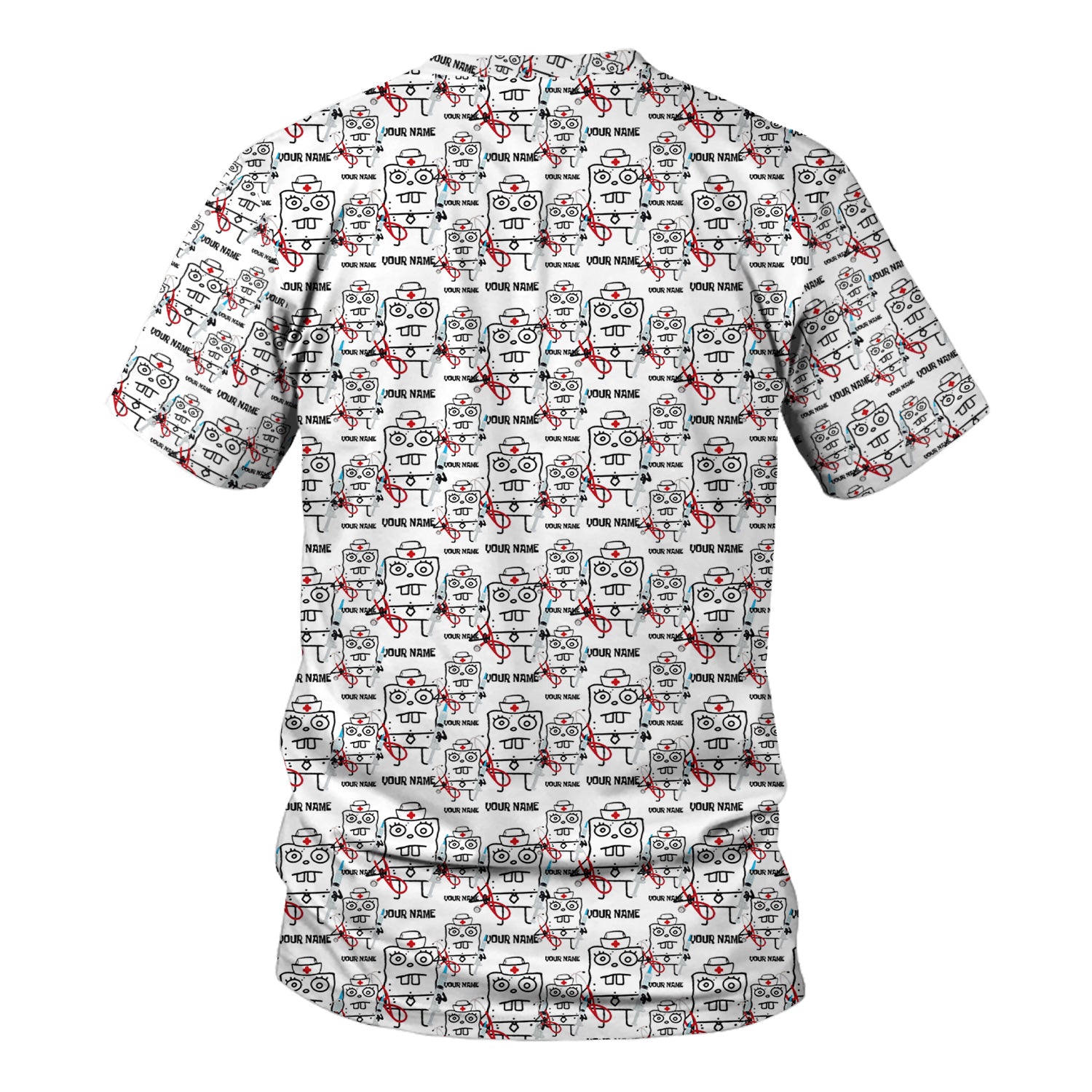 Personalized Doodle Bob Nurse Shirt - Funny Cartoon Medical Graphic Tee - Custom RN MD CNA Healthcare Gift