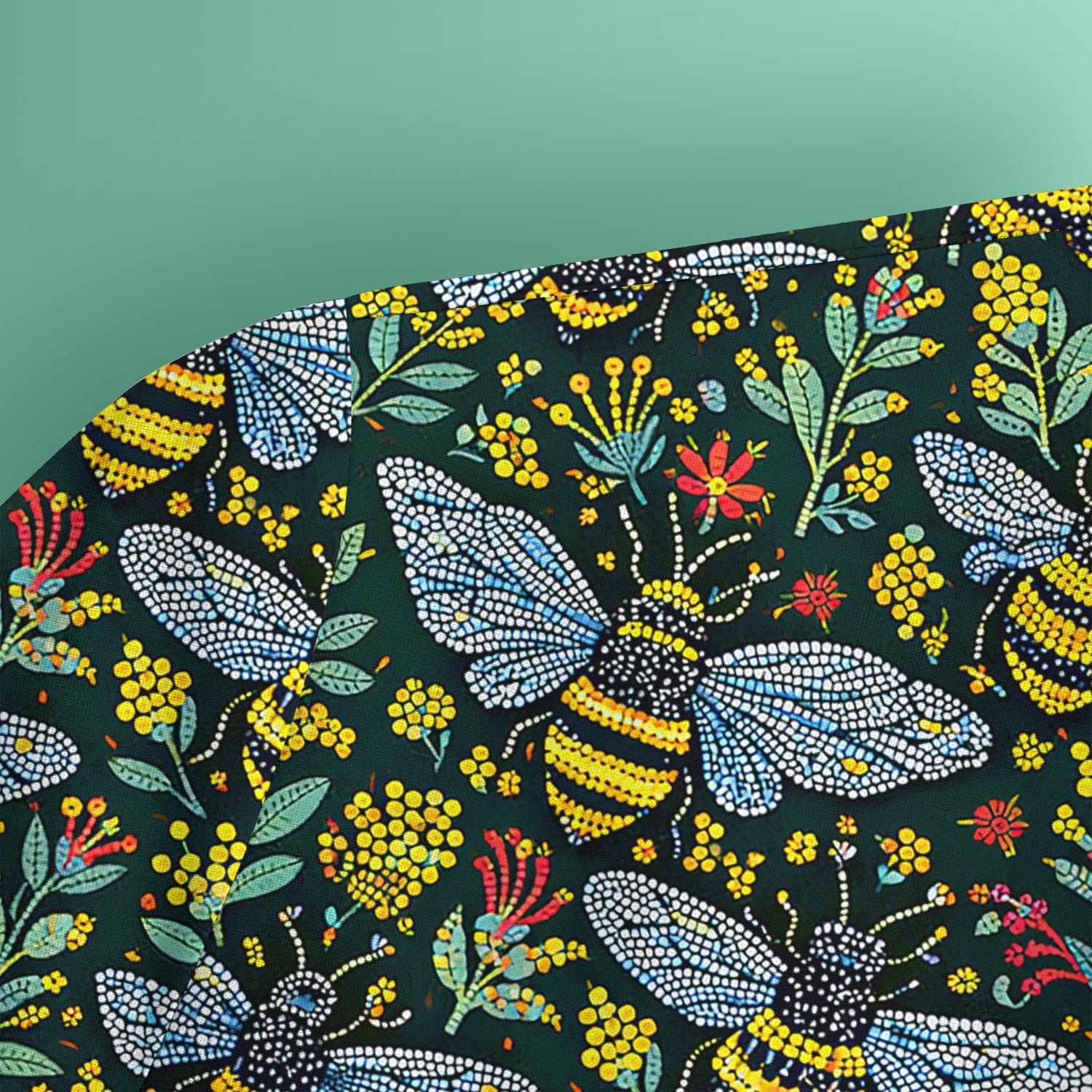 Honey Bee And Wildflower Garden Pattern Scrub Top, Comfortable Scrubs for Nurses
