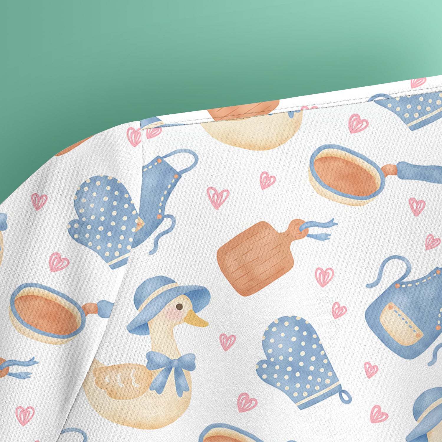 Duck Apron Kitchen Utensil Heart Pattern Scrub Top, Comfortable Scrubs for Nurses