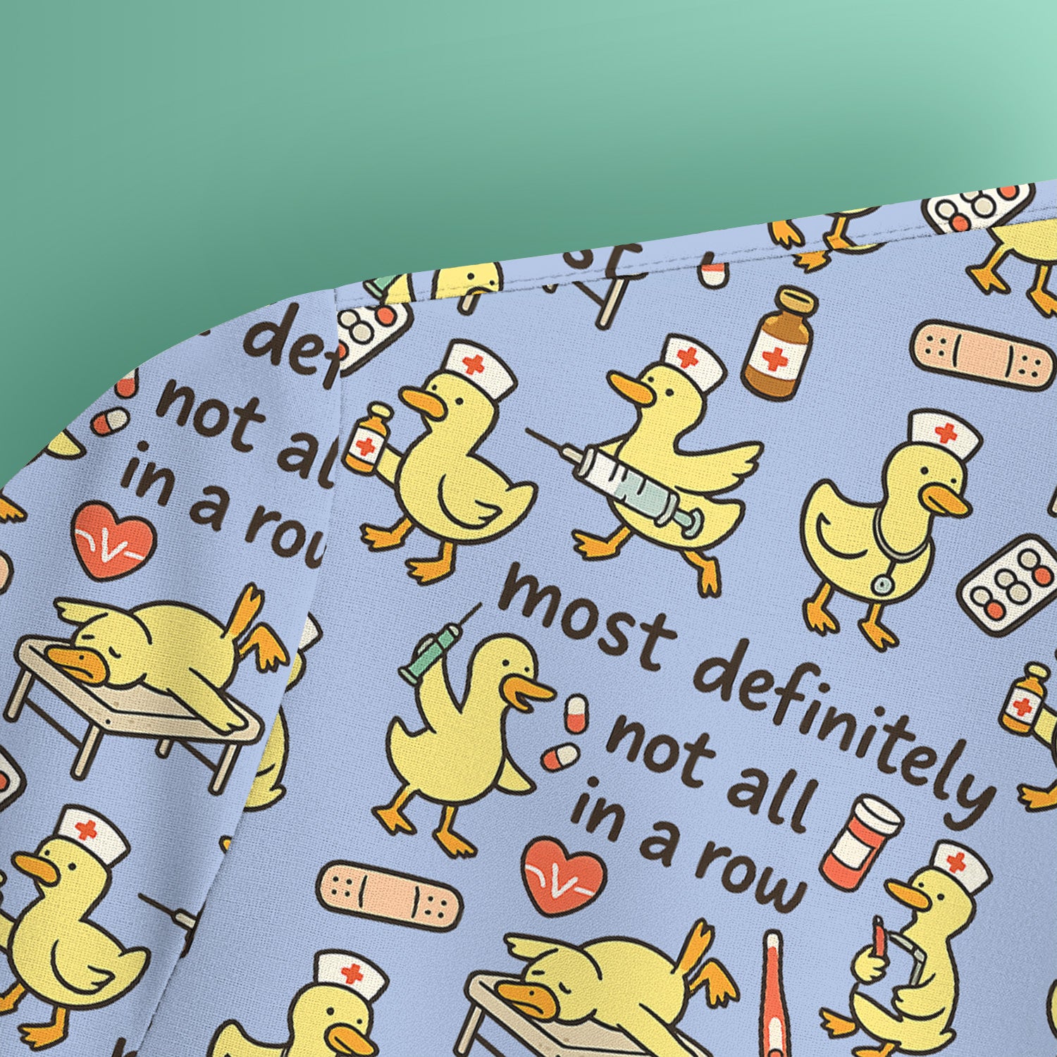 Funny Nurse Duck Medical Humor Pattern Scrub Top, Comfortable Scrubs for Nurses
