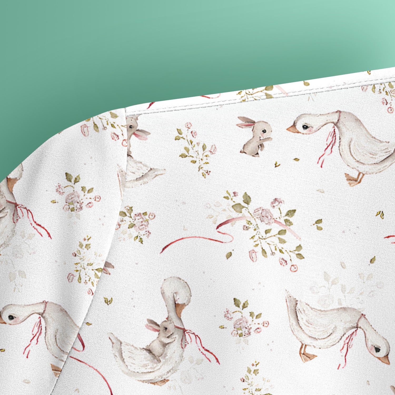 Cute Duck Bunny Floral Print Scrub Top, Breathable Fabrics Nursing Uniform, Easter