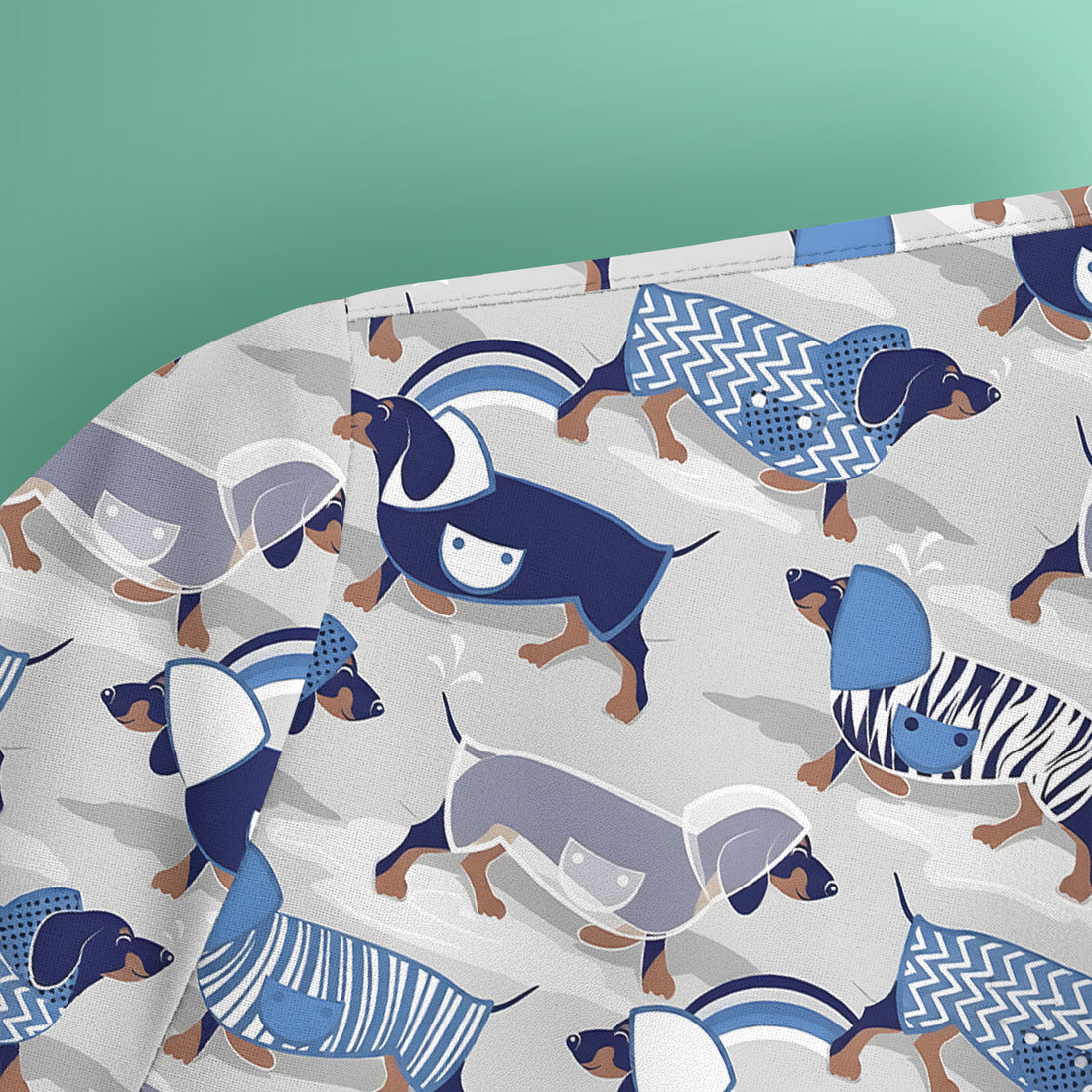 Cute Dachshund Raincoat Parade Pattern Scrub Top, Comfortable Scrubs for Nurses