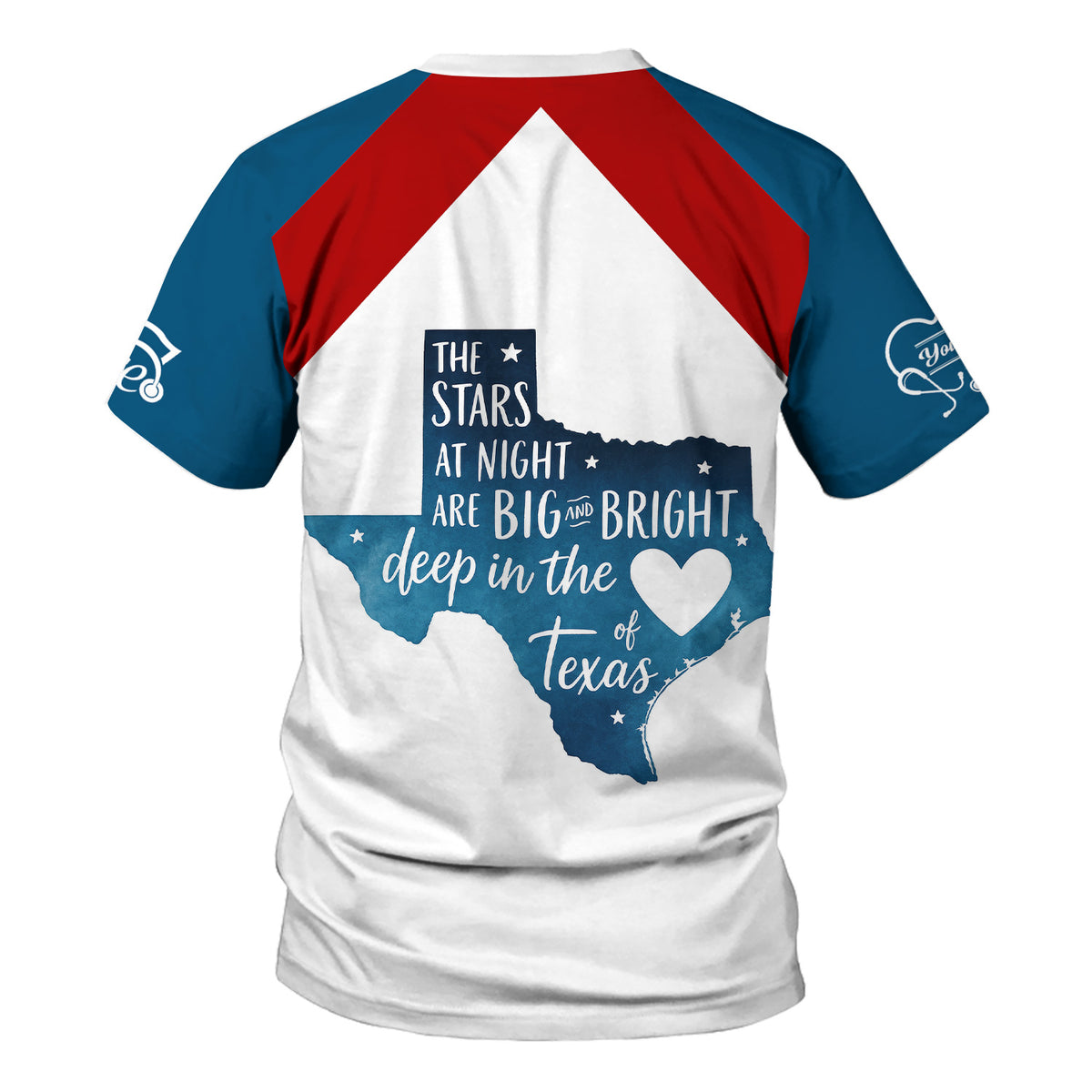 Texas Strong Nurse Scrubs - Personalized with Stethoscope & Texas Flag - Custom Name for RN, CNA, LPN - Gift for Healthcare Workers