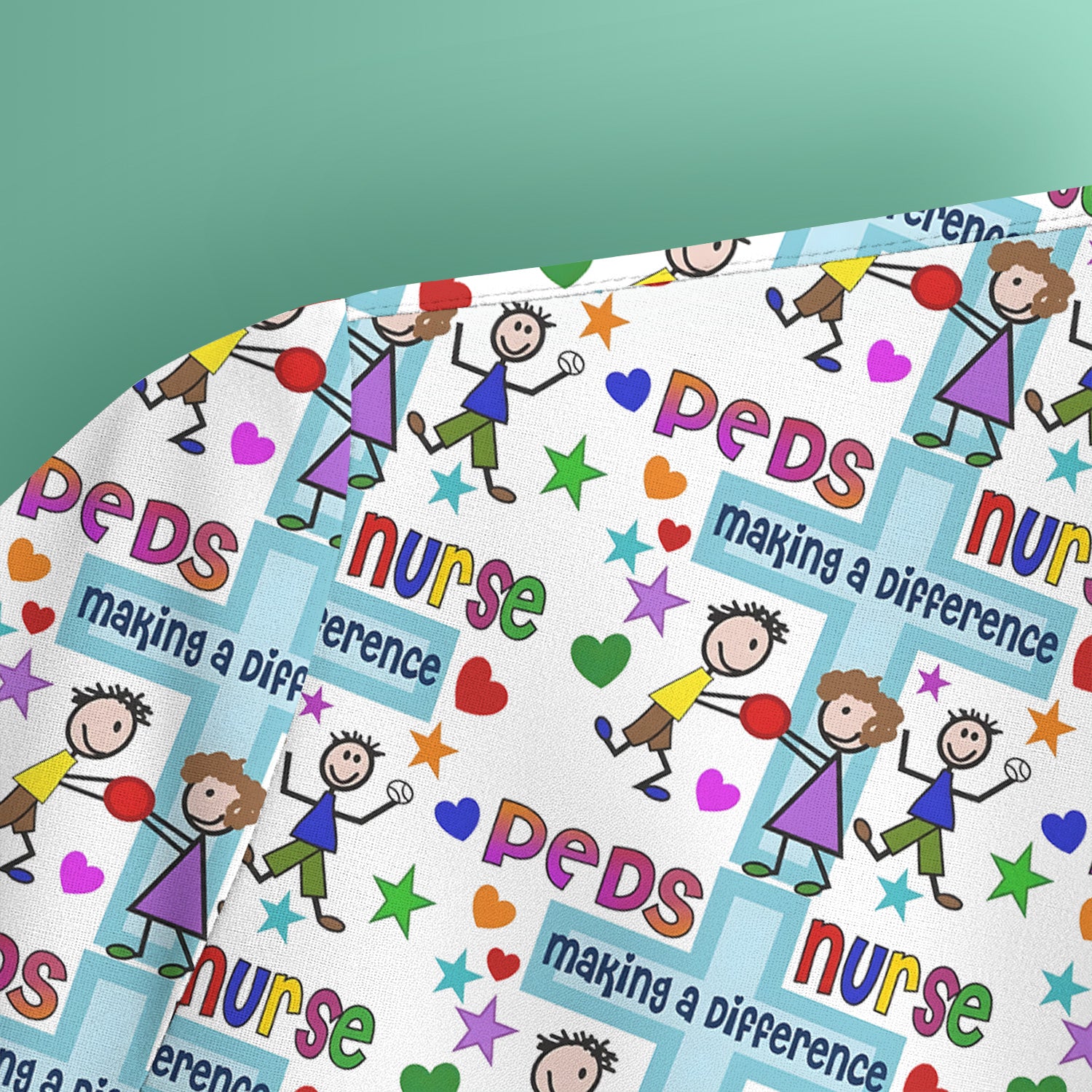 Peds Nurse Making A Difference Pattern Scrub Top, Comfortable Scrubs for Nurses