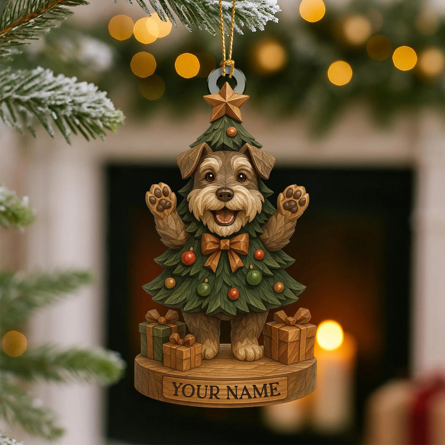 Personalized Dog Christmas Tree Ornament, Custom Name Holiday Pup Décor, Cute Xmas Gift For Dog Lovers